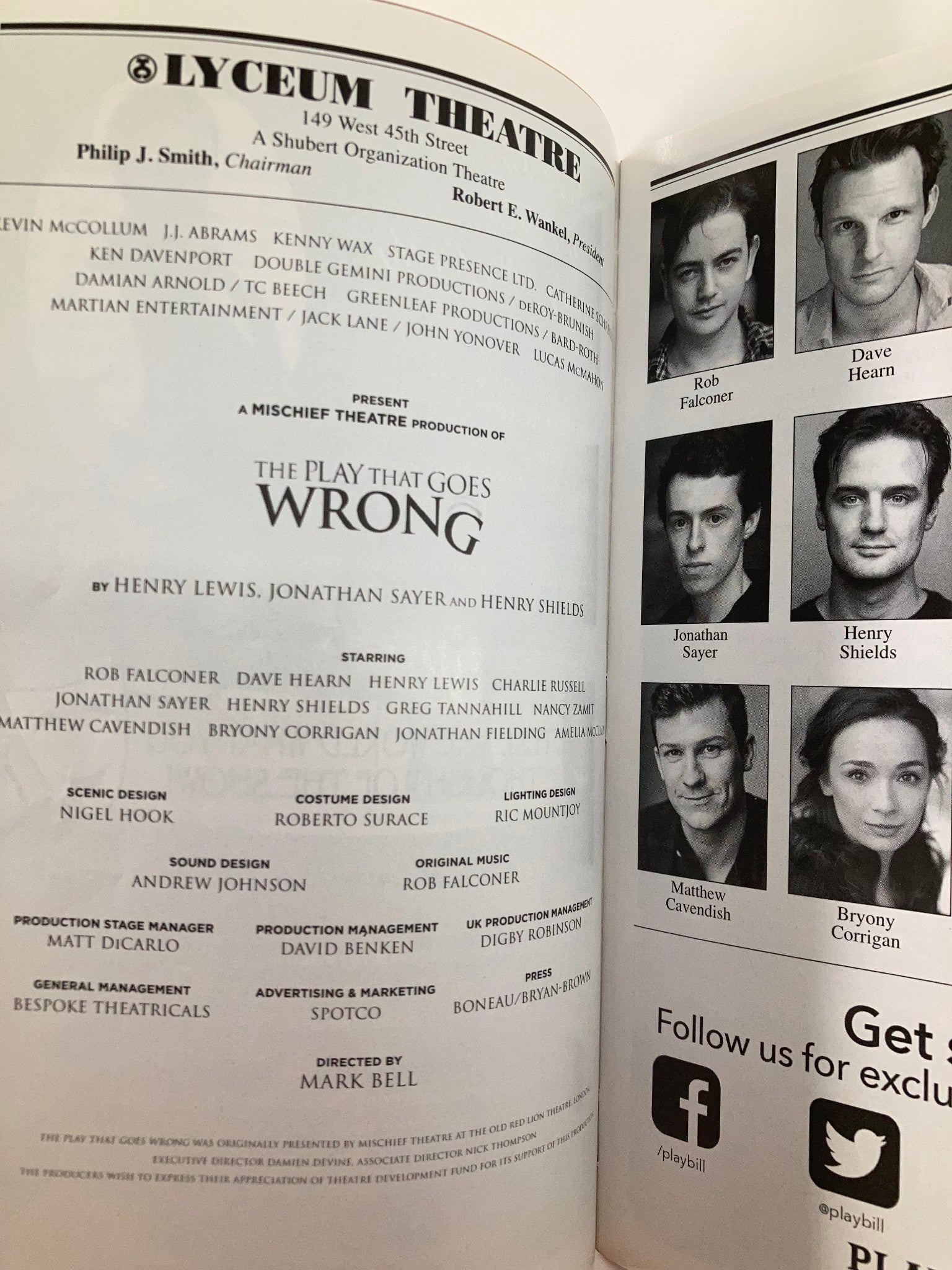 2017 Playbill Lyceum Theatre Rob Falconer in The Play That Goes Wrong