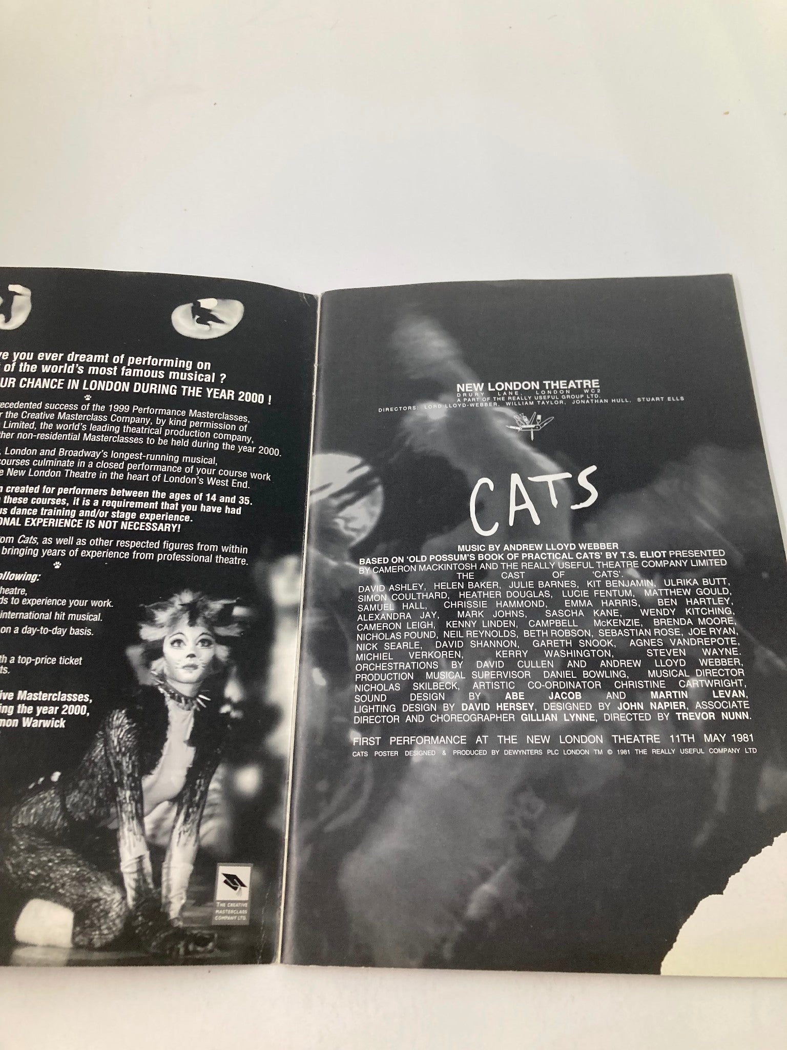 2000 Playbill New London Theatre David Ashley, Helen Baker in Cats