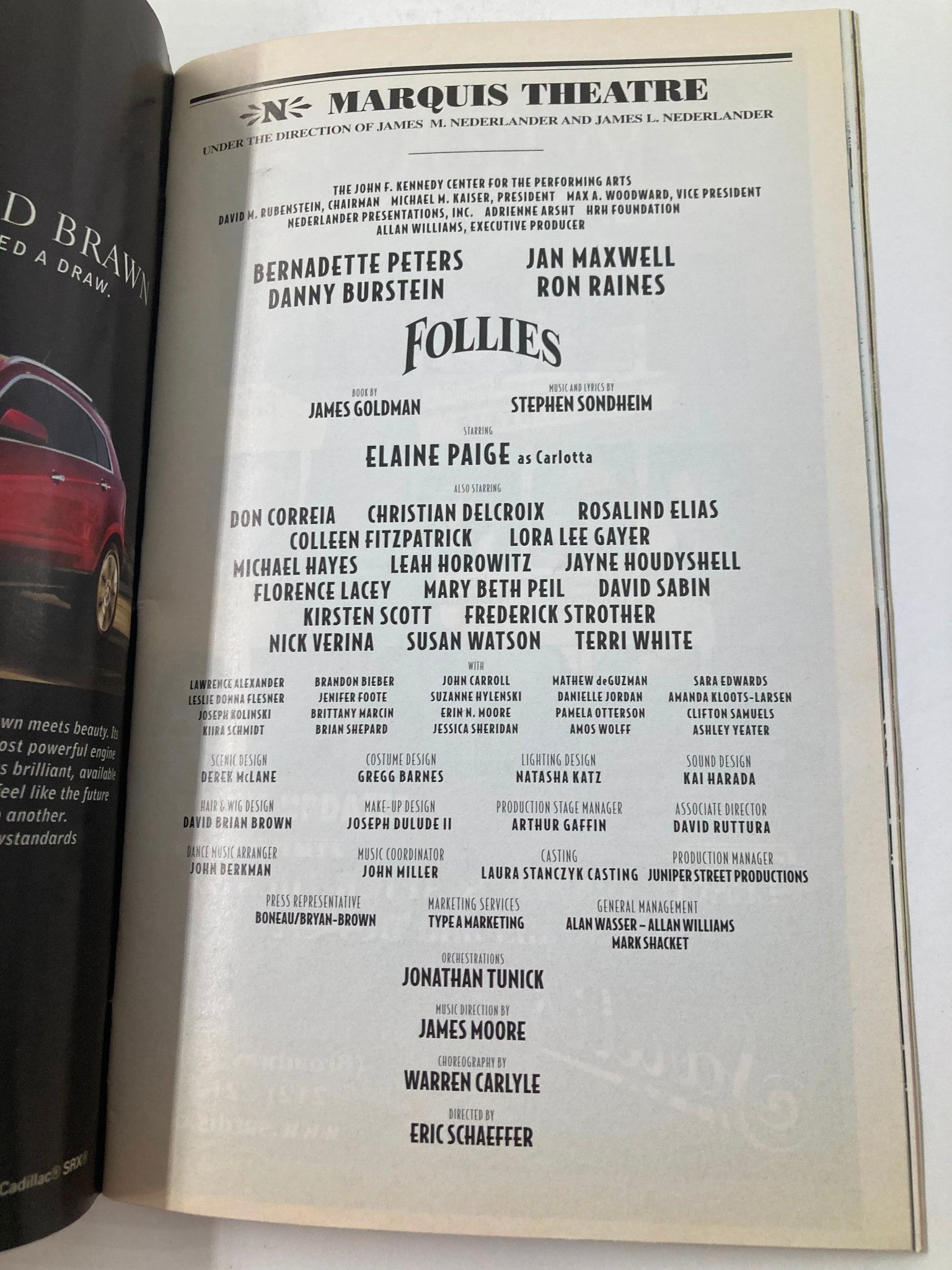 2011 Playbill Marquis Theatre Don Correia, Rosalind Elias in Follies