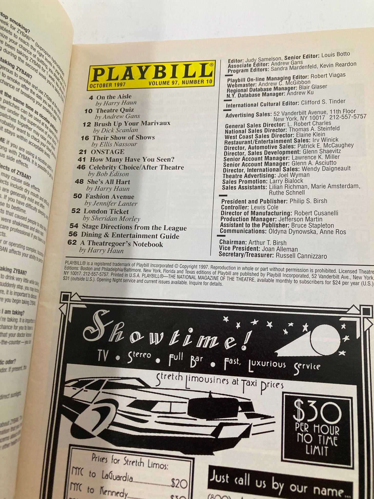 1997 Playbill Helen Hayes Theatre Jane Harmon in The Last Night of Ballyhoo