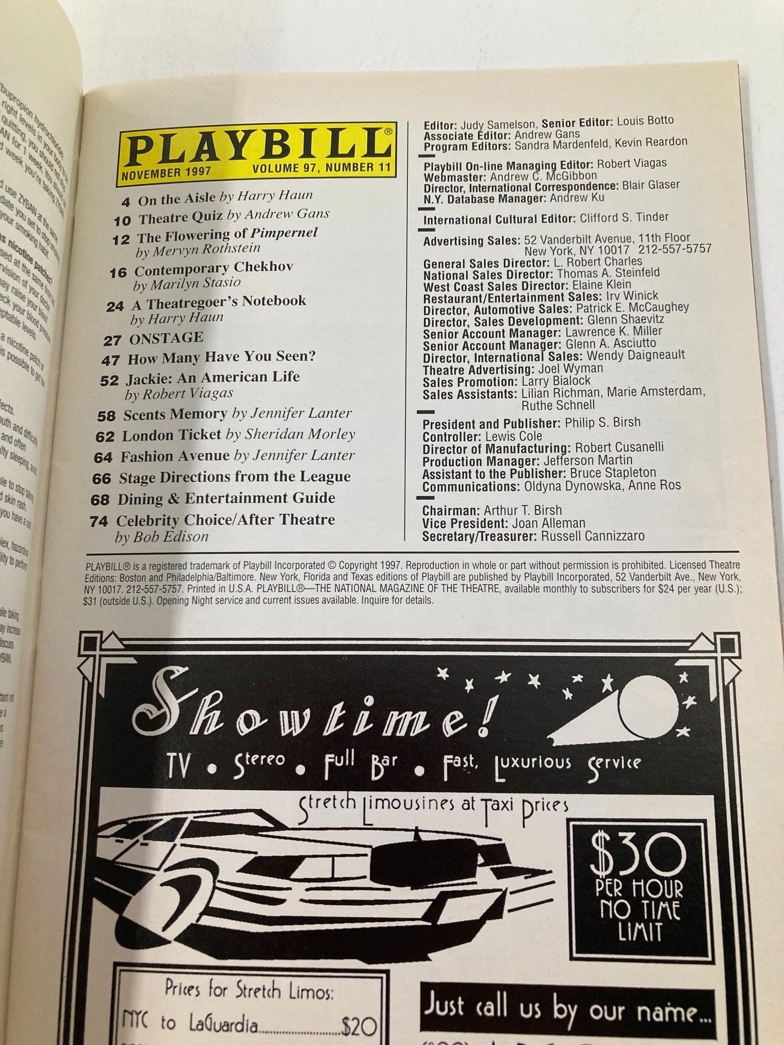 1997 Playbill The Music Box George Hearn, Linda Lavin in The Diary of Anne Frank