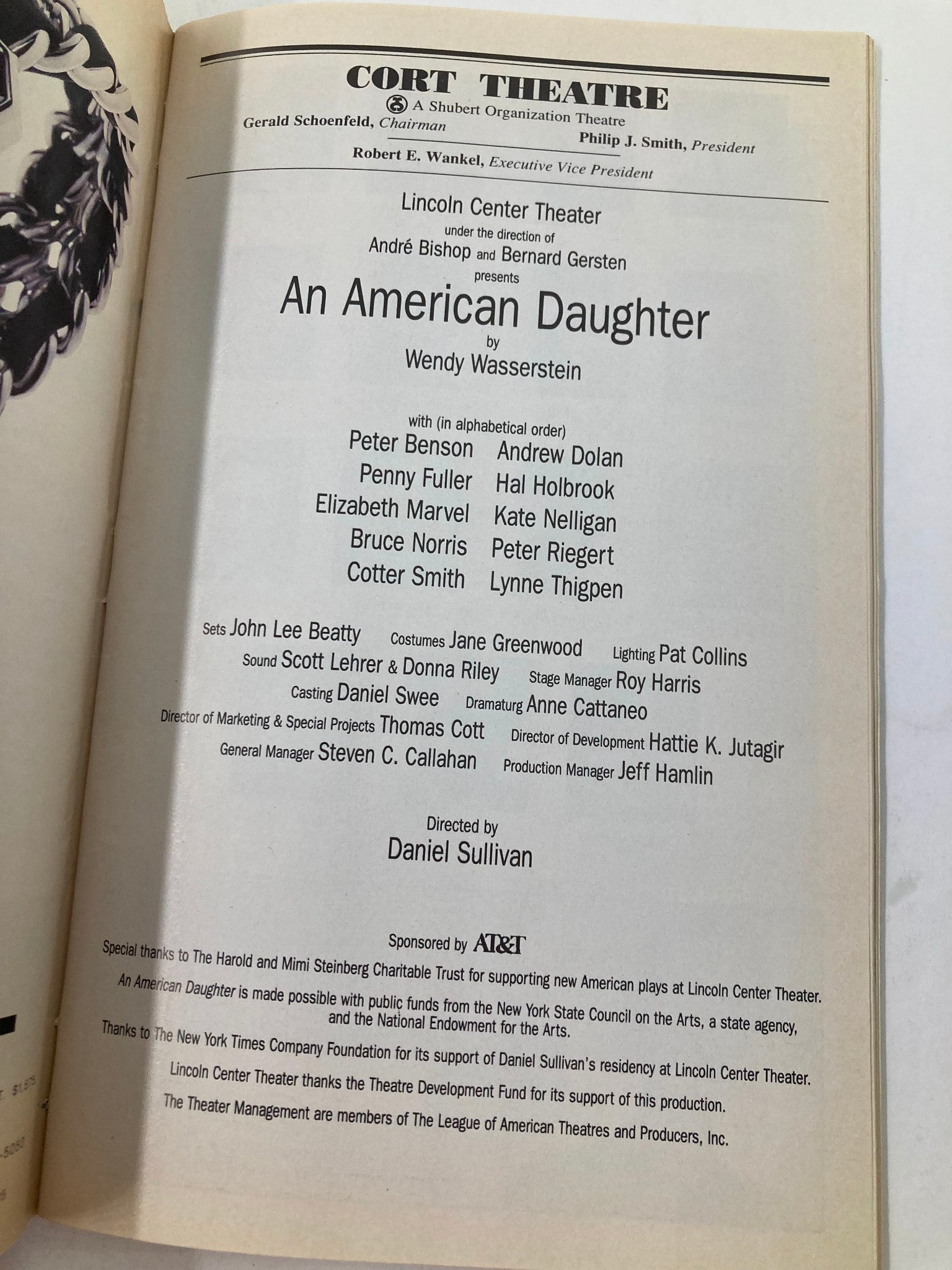 1997 Playbill Cort Theatre Peter Benson, Penny Fuller in An American Daughter