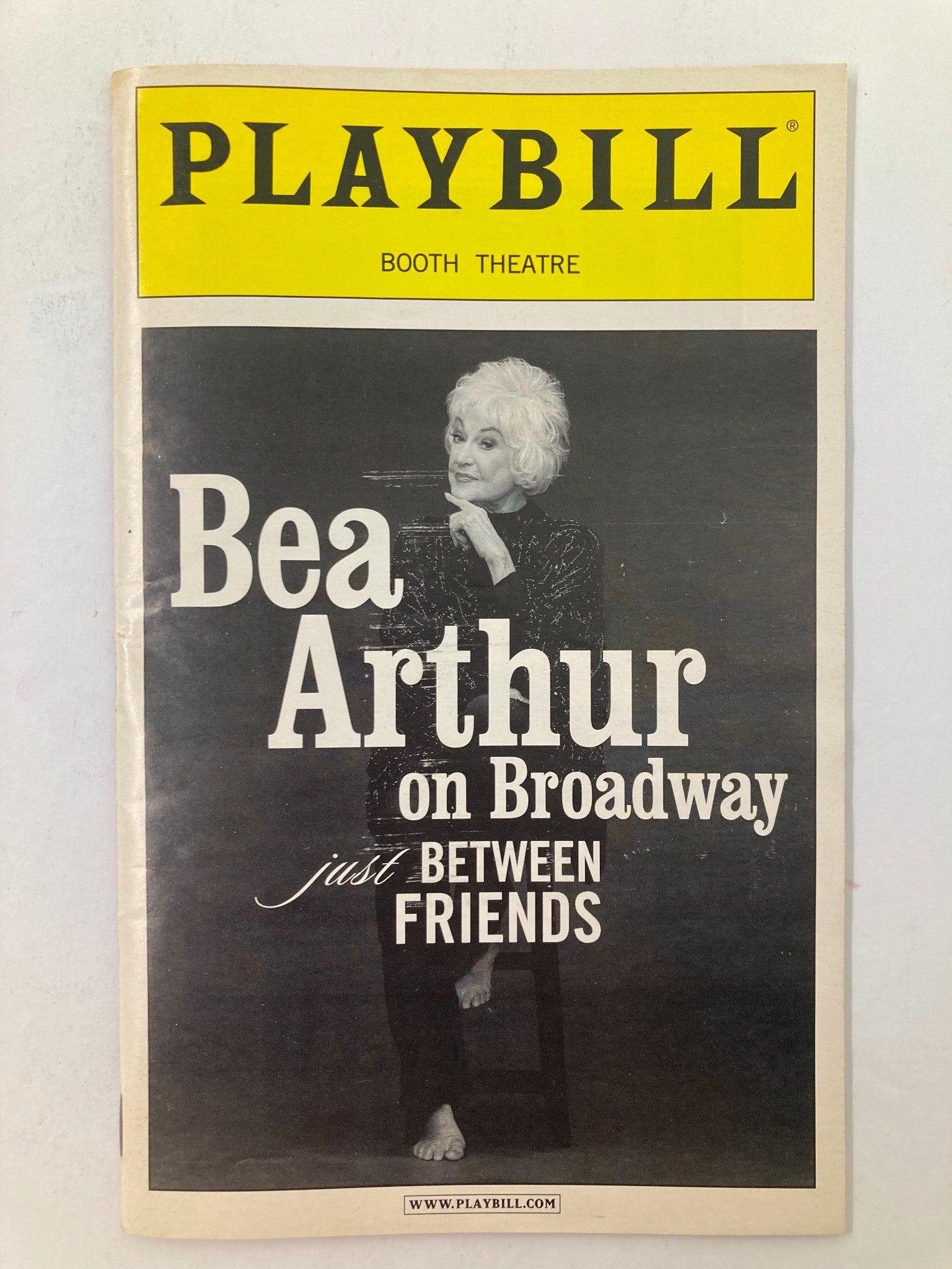 2002 Playbill featuring Bea Arthur on Broadway in Just Between Friends at Booth Theatre, showcasing a portrait of Bea Arthur.