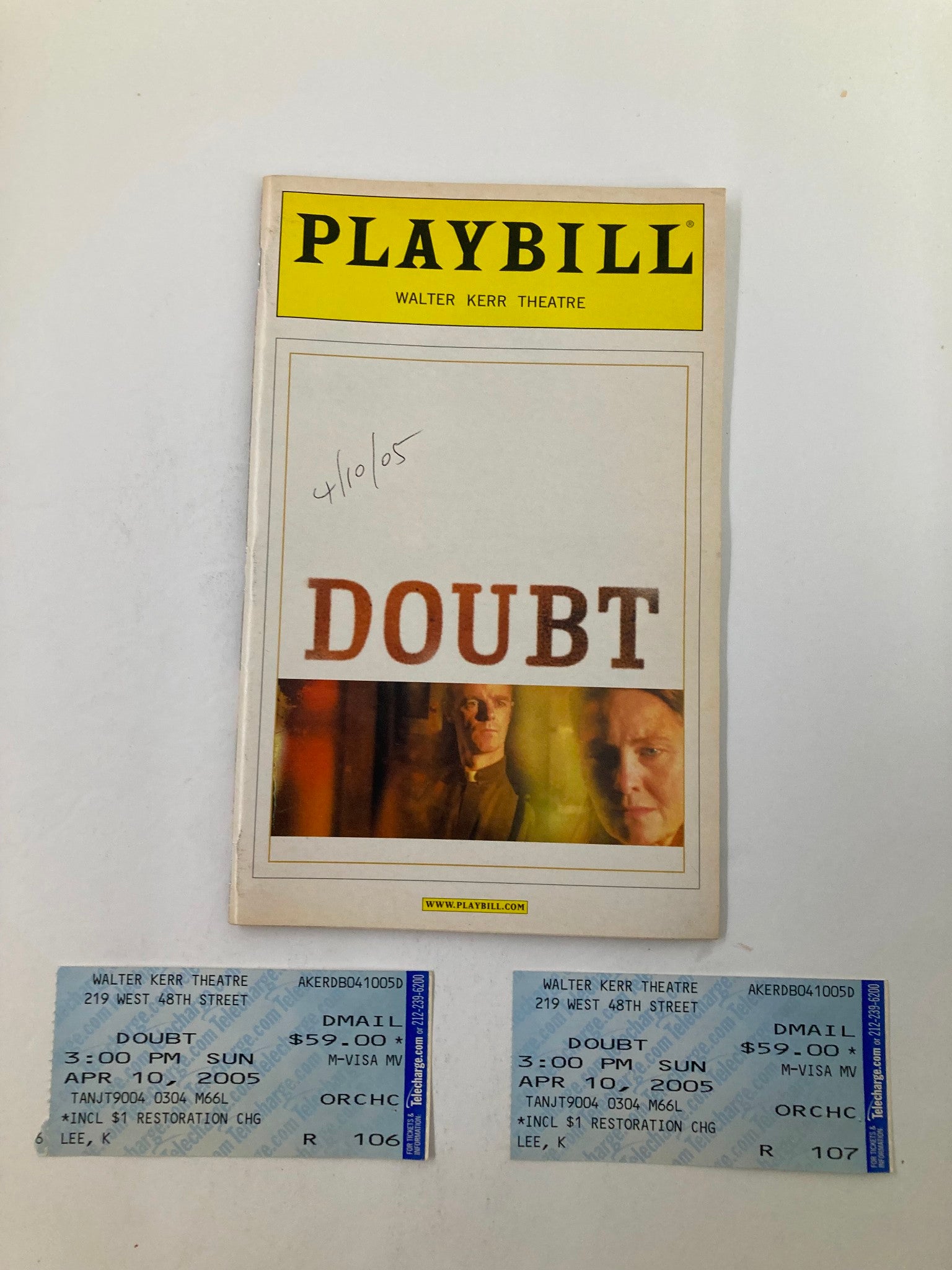 2005 Playbill Walter Kerr Theatre Cherry Jones, Brian O'Byrne in Doubt A Parable