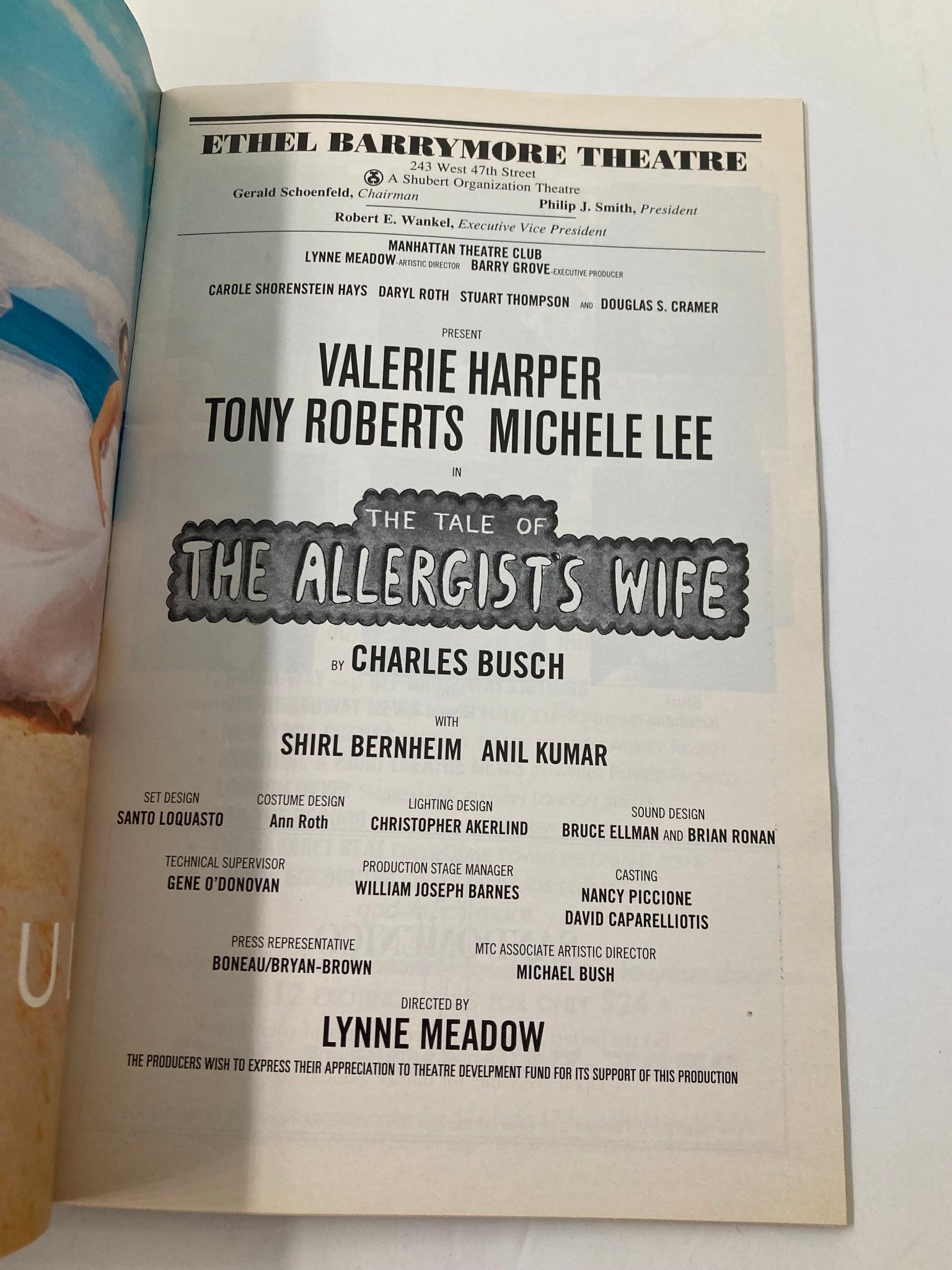 2002 Playbill Ethel Barrymore Theatre The Tale of The Allergists Wife