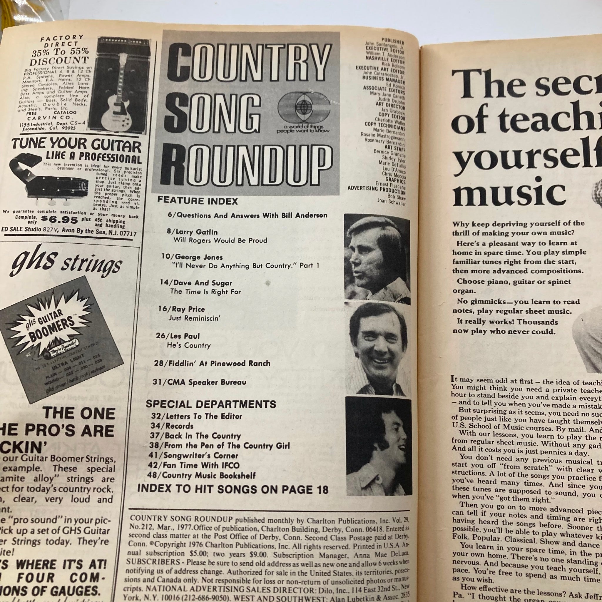 VTG Country Song Roundup Magazine March 1977 George Jones & Les Paul