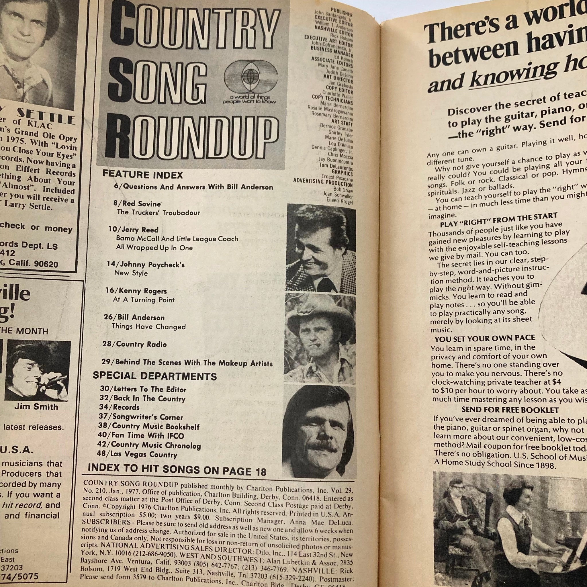 VTG Country Song Roundup Magazine January 1977 Bill Anderson & Red Sovine