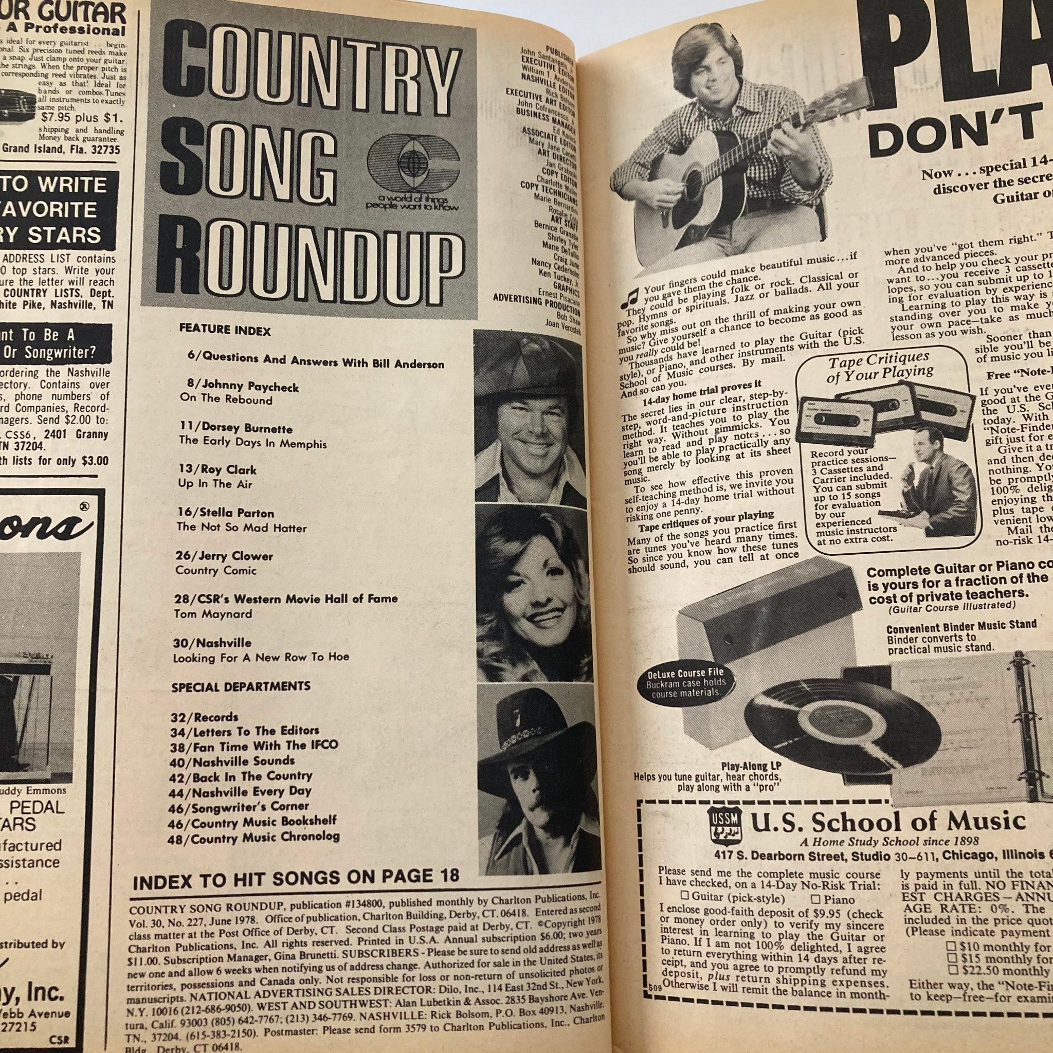 VTG Country Song Roundup Magazine June 1978 Roy Clark & Dorsey Burnette No Label