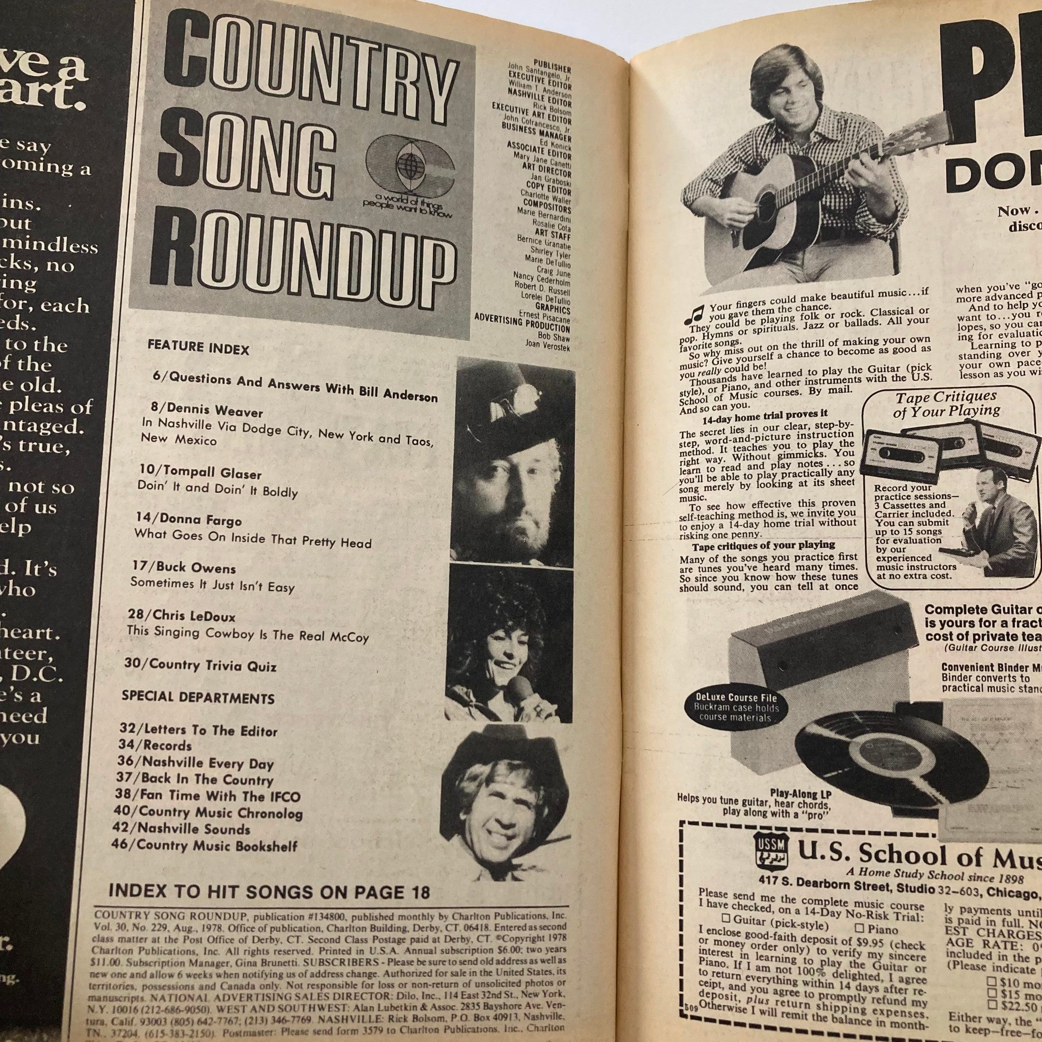 VTG Country Song Roundup Magazine August 1978 Buck Owens & Donna Fargo