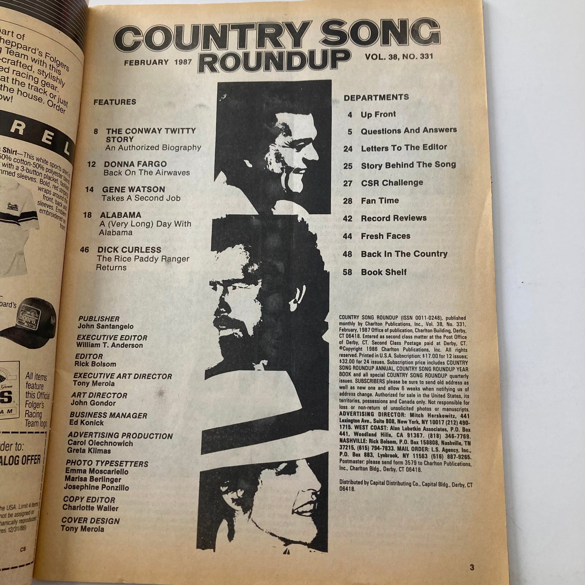 VTG Country Song Roundup Magazine February 1987 Alabama & Conway Twitty Story