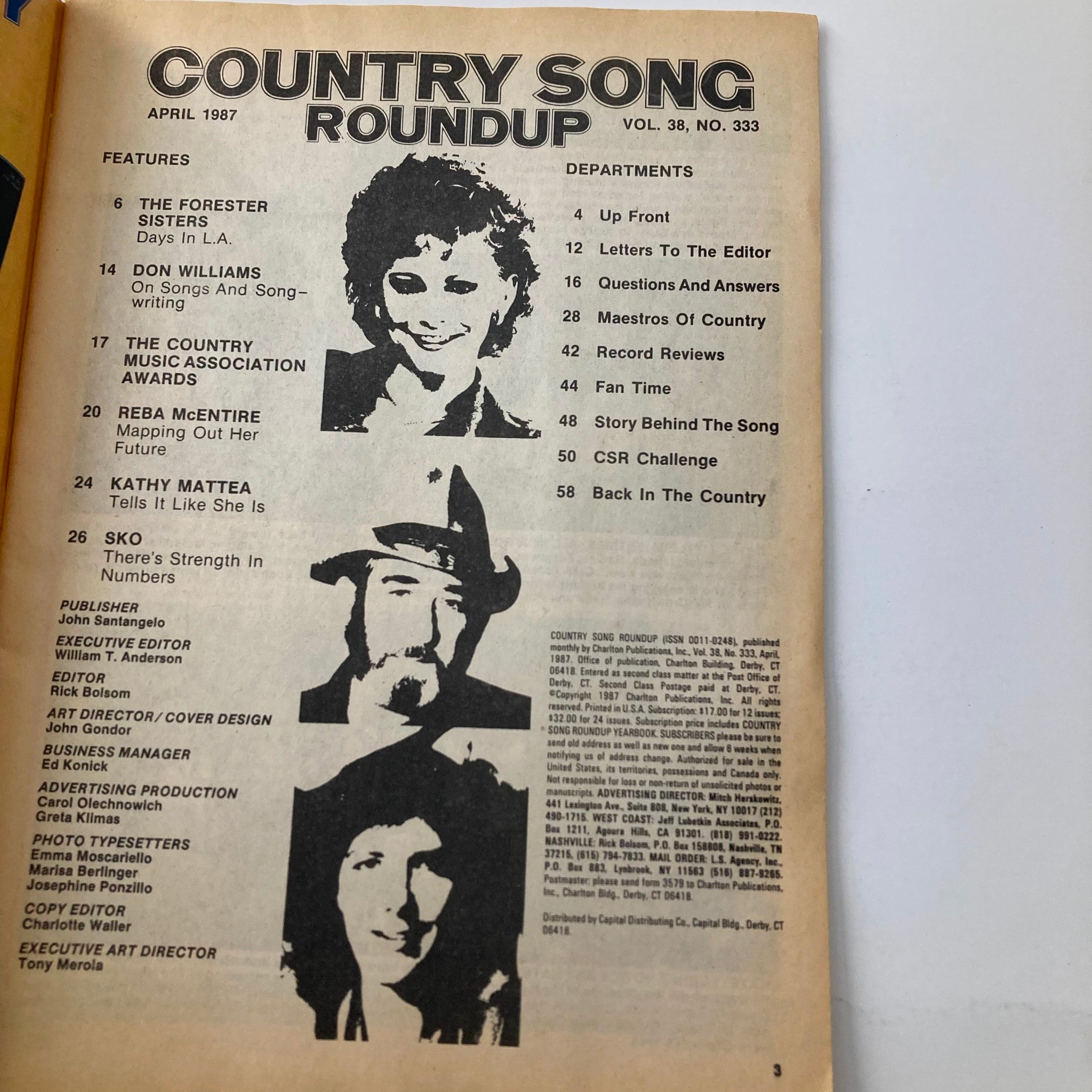 VTG Country Song Roundup Magazine April 1987 Reba McEntire Woman of the 80's