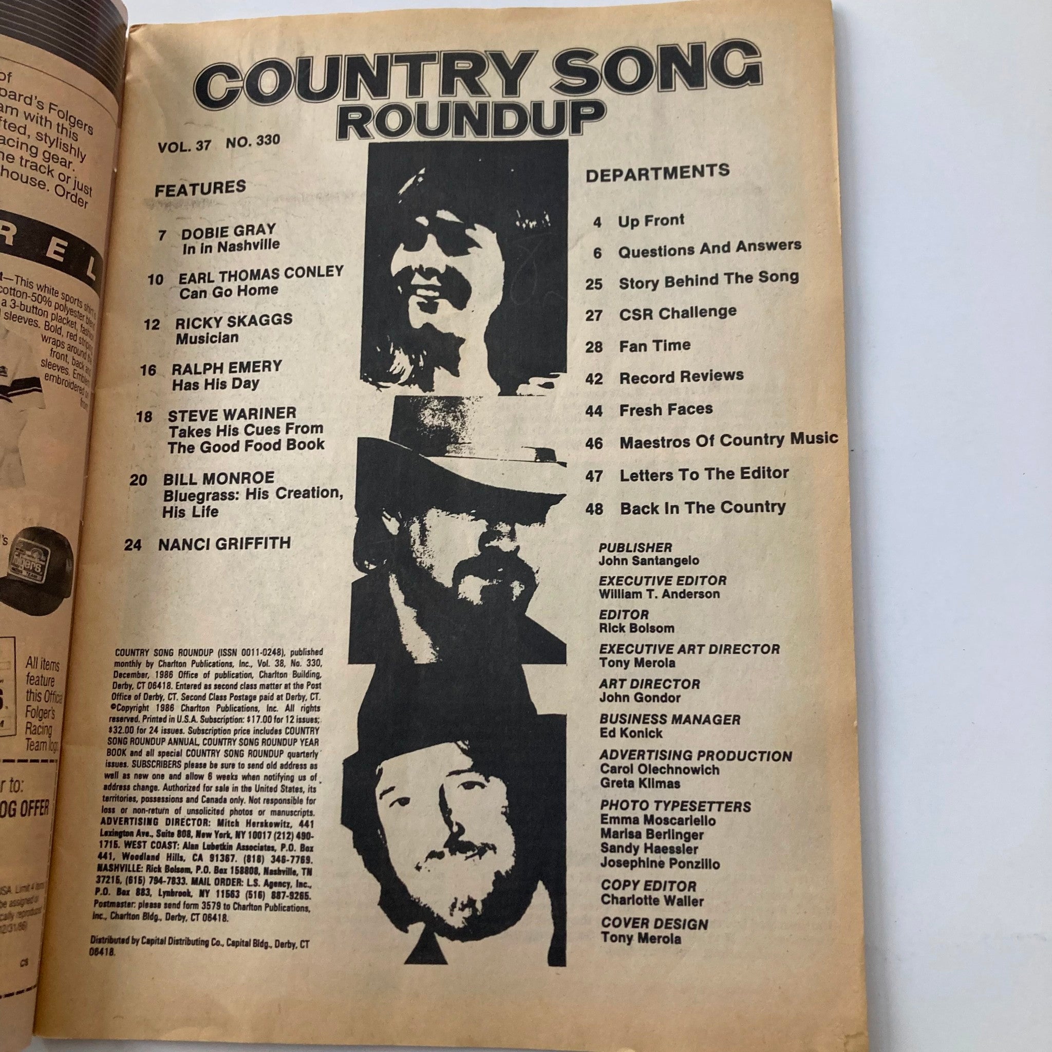 VTG Country Song Roundup Magazine January 1987 Ricky Skaggs & Bill Monroe