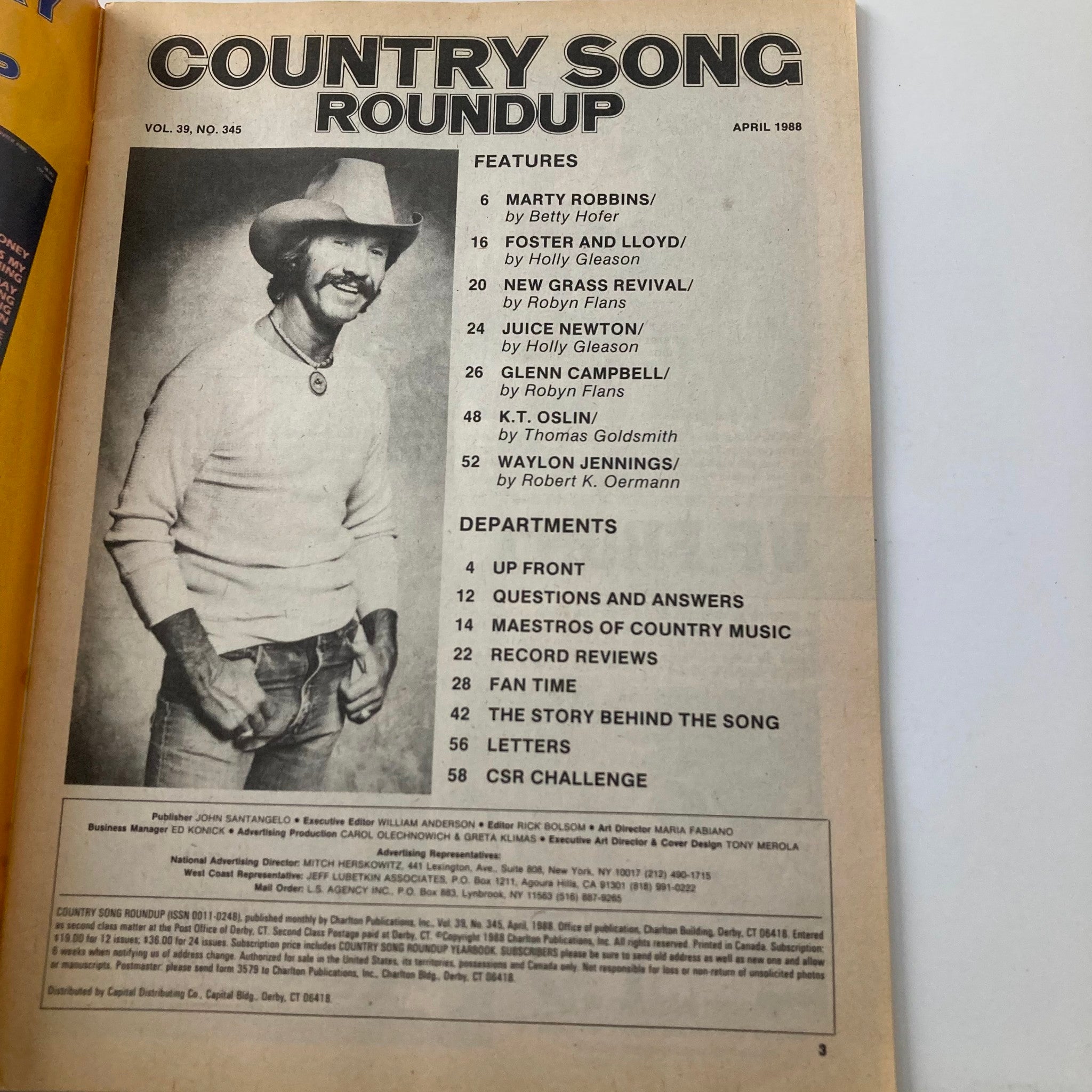 VTG Country Song Roundup Magazine April 1988 Marty Robbins Remembered