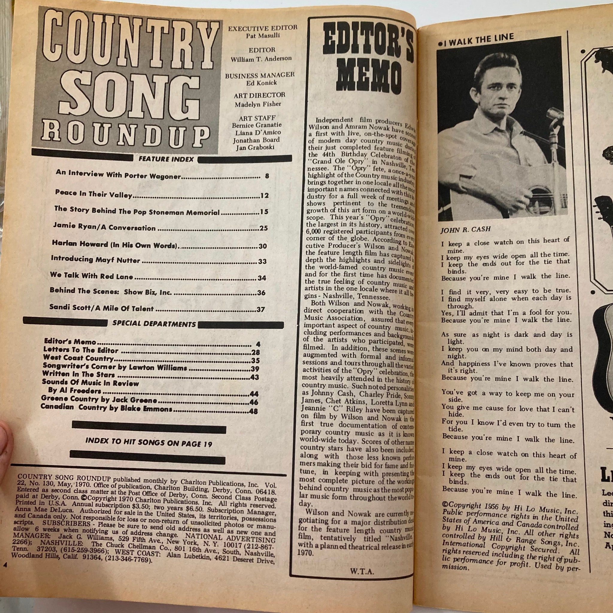 VTG Country Song Roundup Magazine May 1970 Porter Wagoner & Harlan Howard