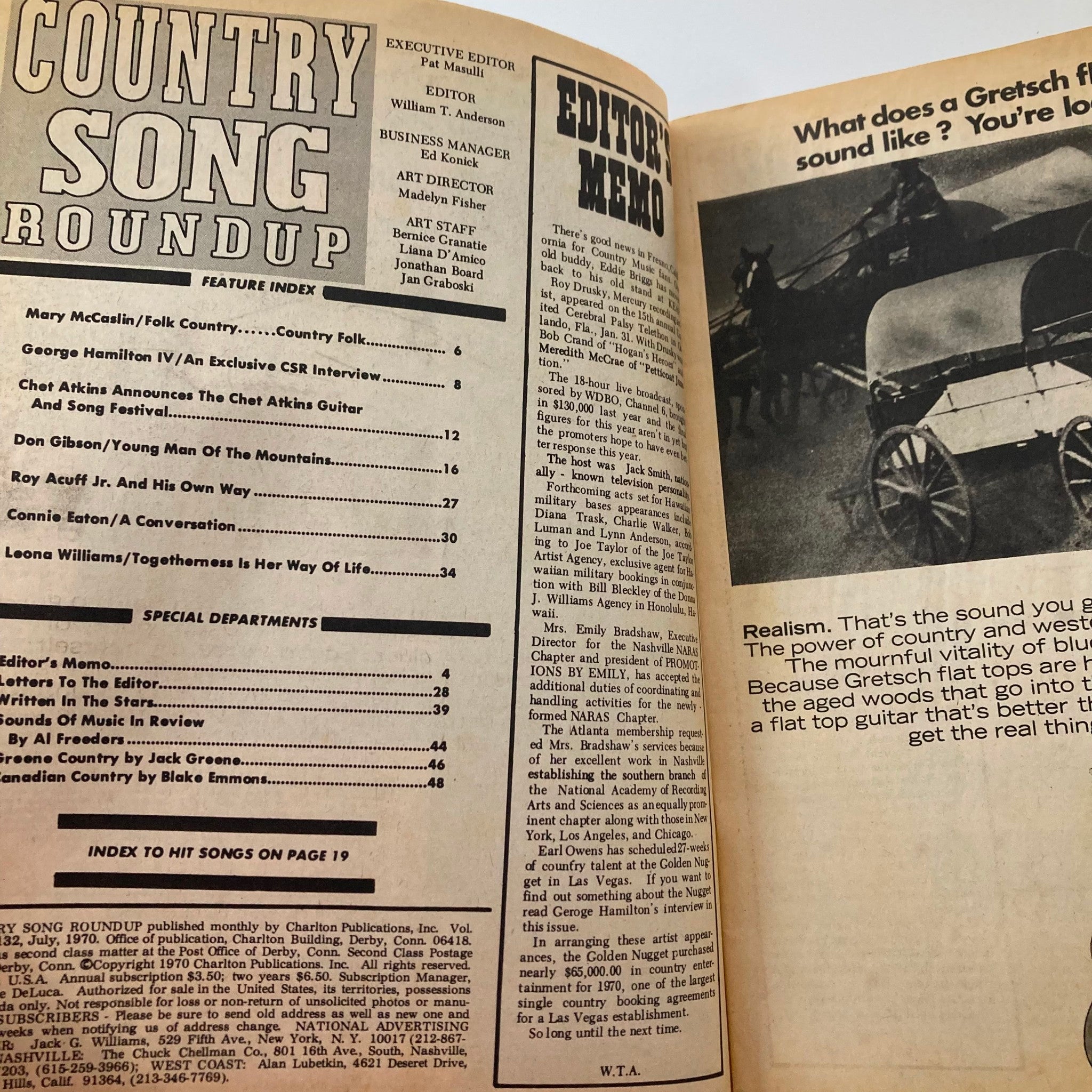 VTG Country Song Roundup Magazine July 1970 George Hamilton IV & Chet Atkins