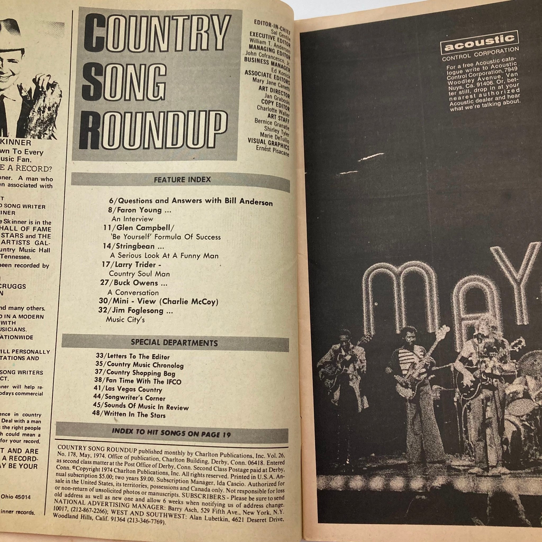 VTG Country Song Roundup Magazine May 1974 Buck Owens and Faron Young