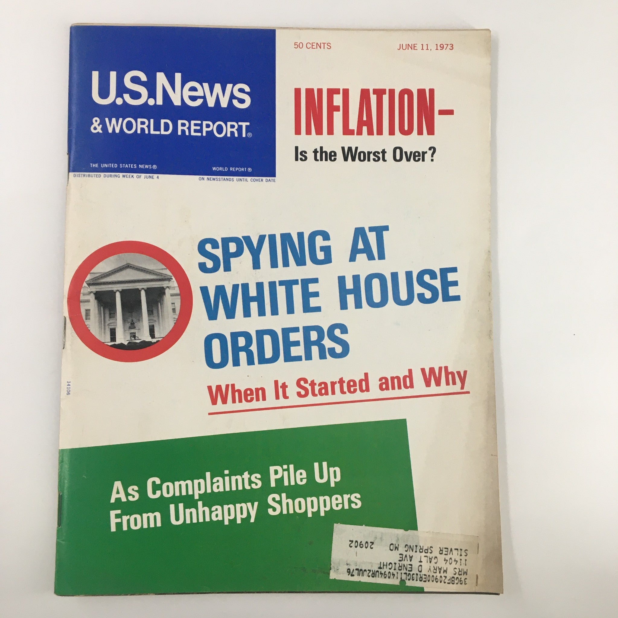 US News & World Report Magazine June 11 1973 Spying at White House Orders