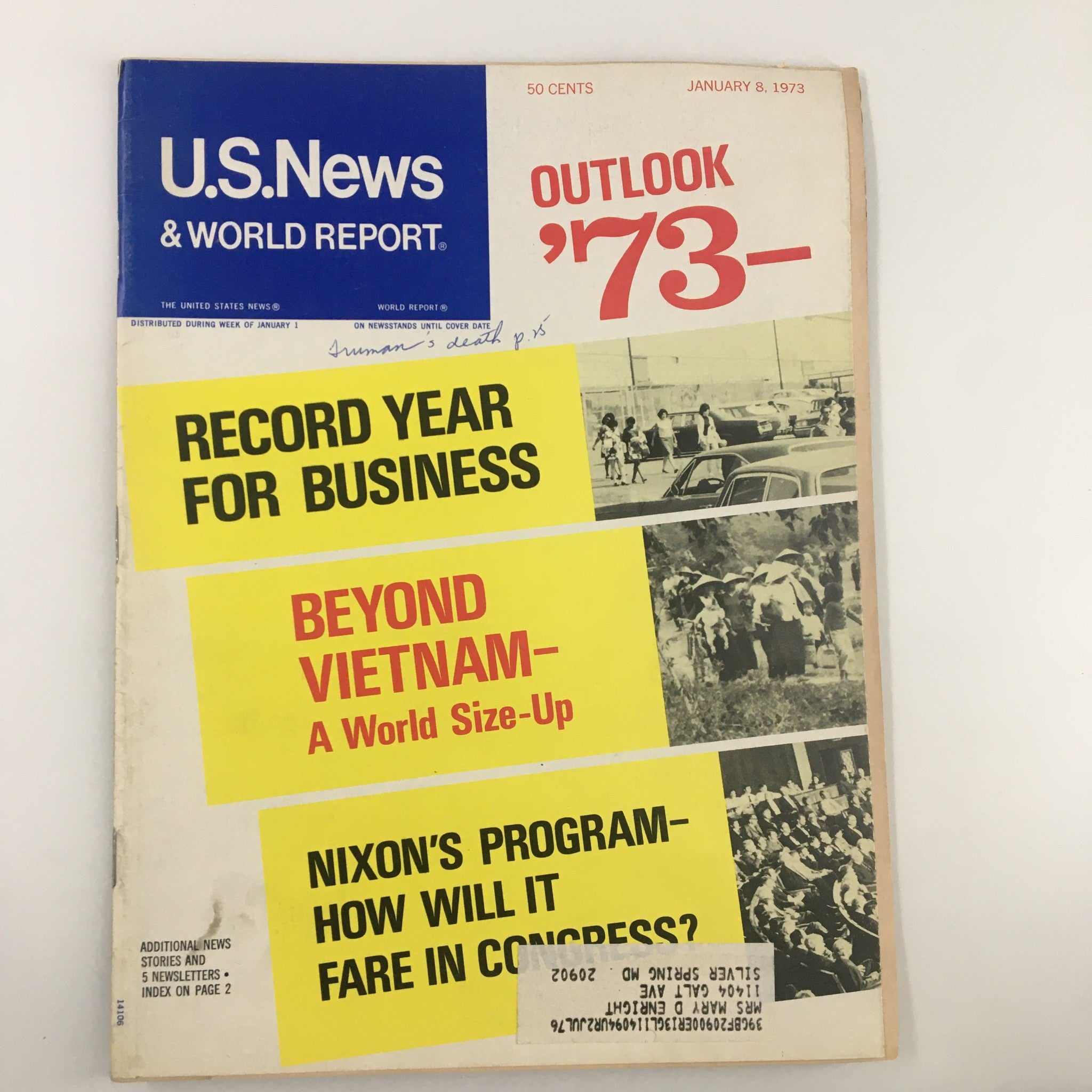 US News & World Report Magazine January 8 1973 Beyond Vietnam A World Size-Up