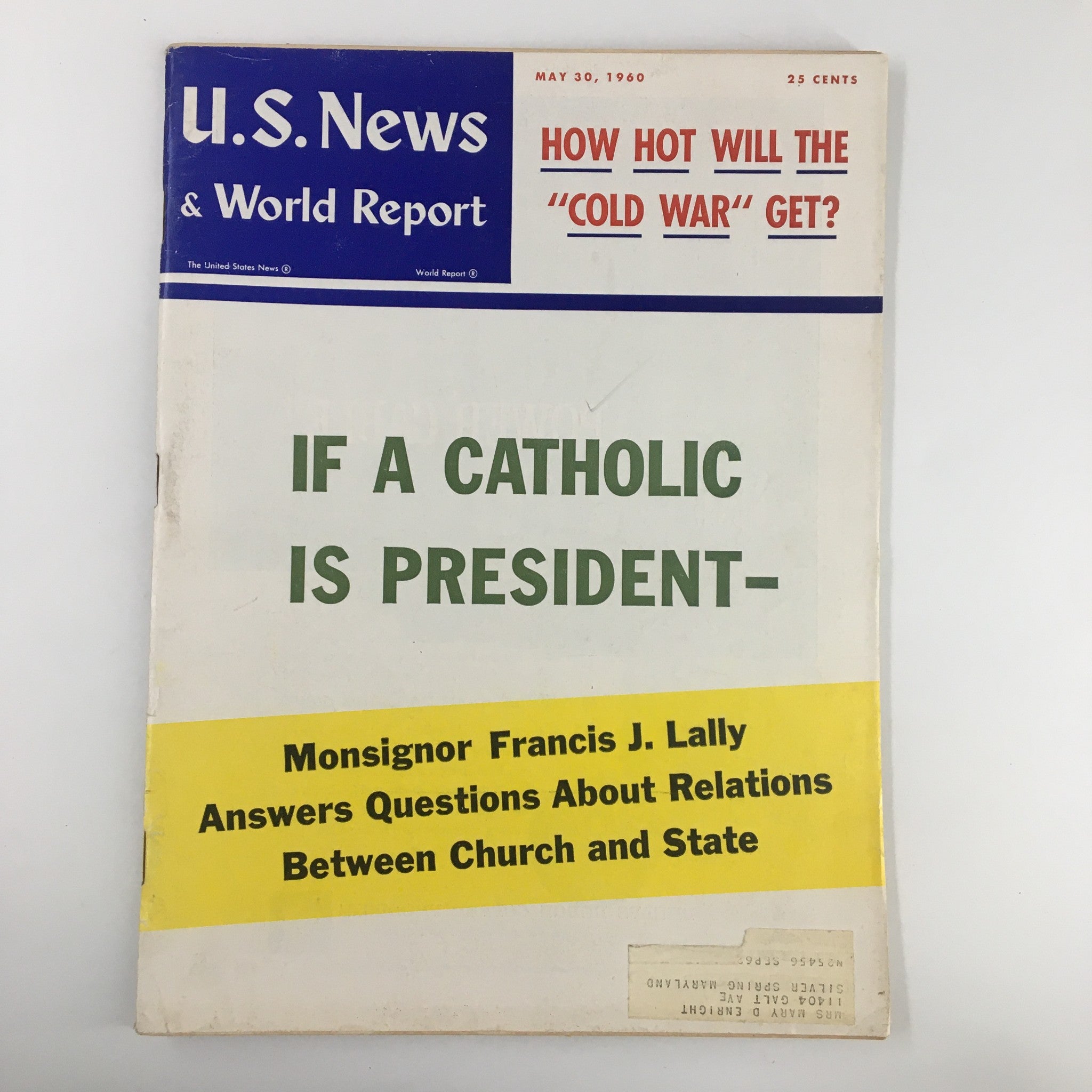 US News & World Report Magazine May 30 1960 If A Catholic is President