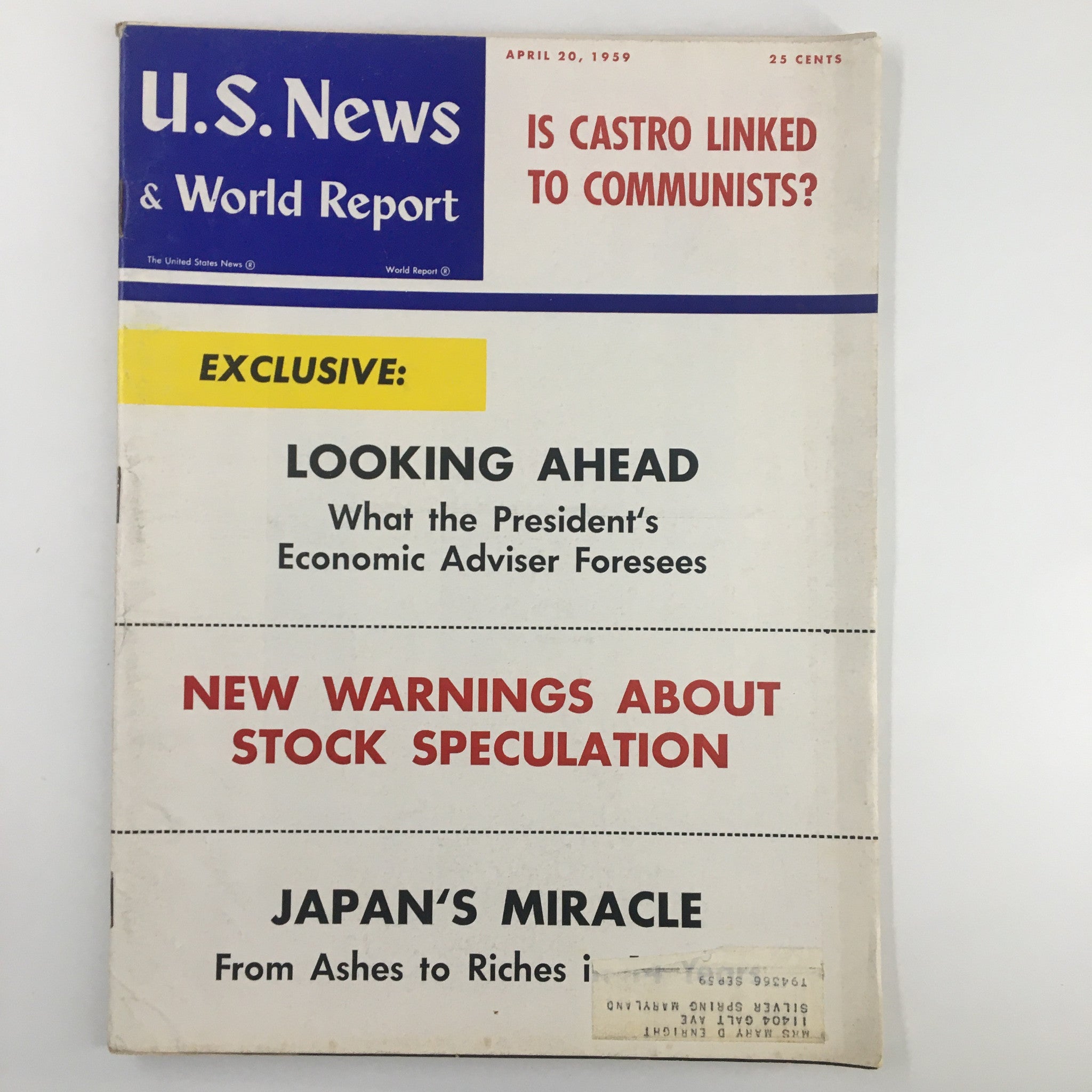 US News & World Report Magazine April 20 1959 Is Castro Linked To Communists?