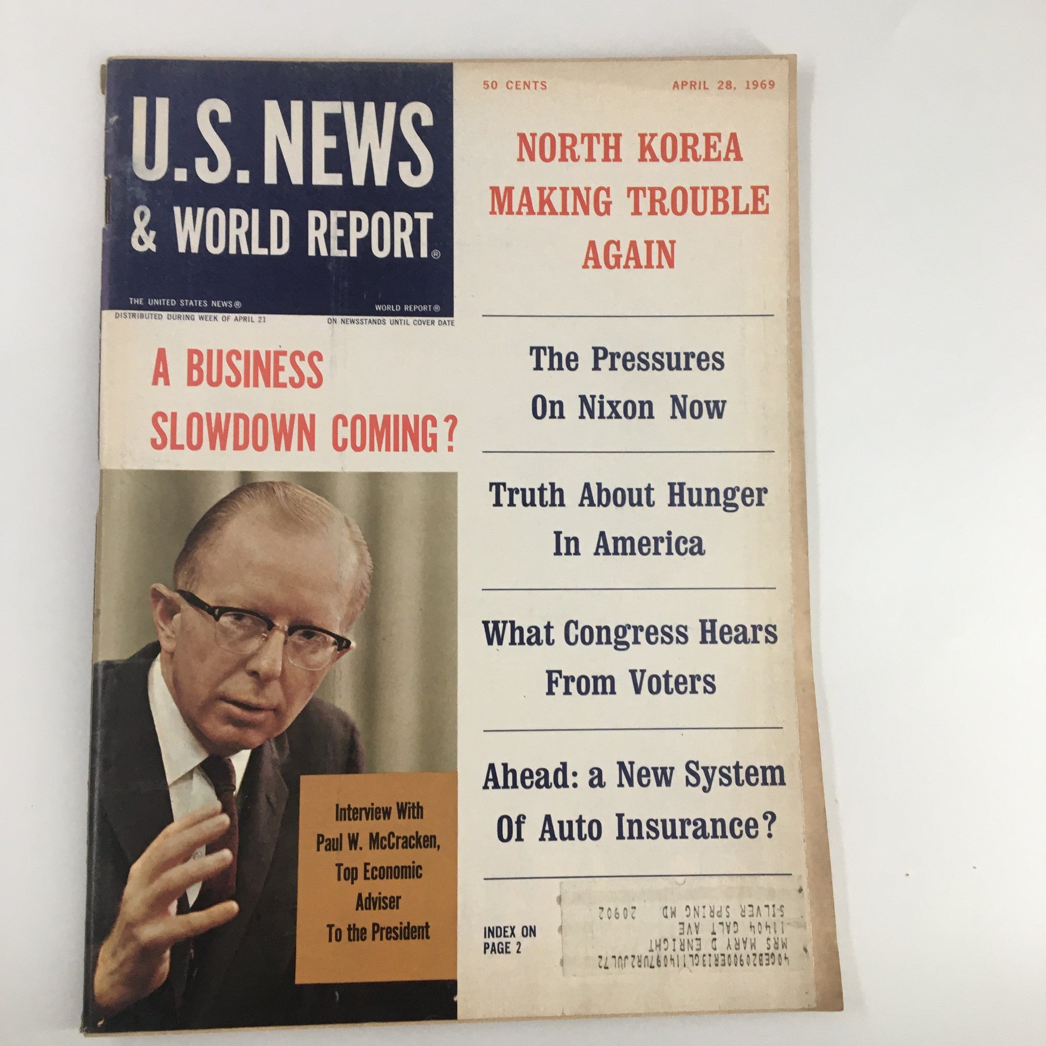 US News & World Report Magazine April 28 1969 Paul W. McCracken Interview