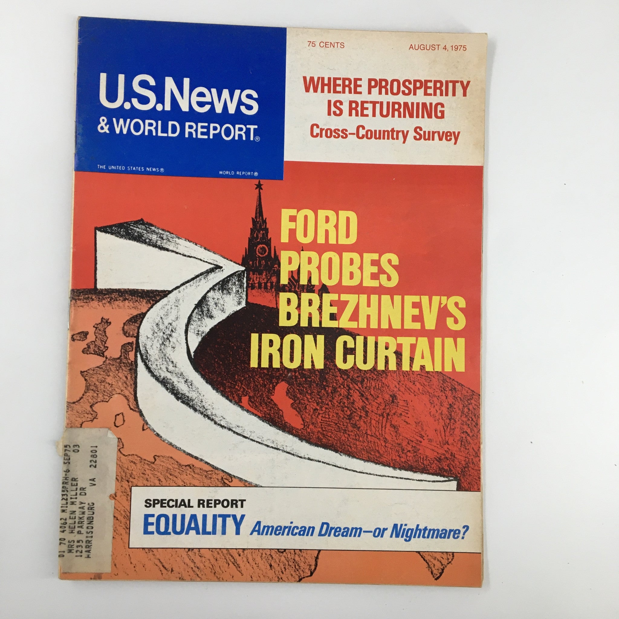 US News & World Report Magazine August 4 1975 Ford Probes Brezhnev Iron Curtain