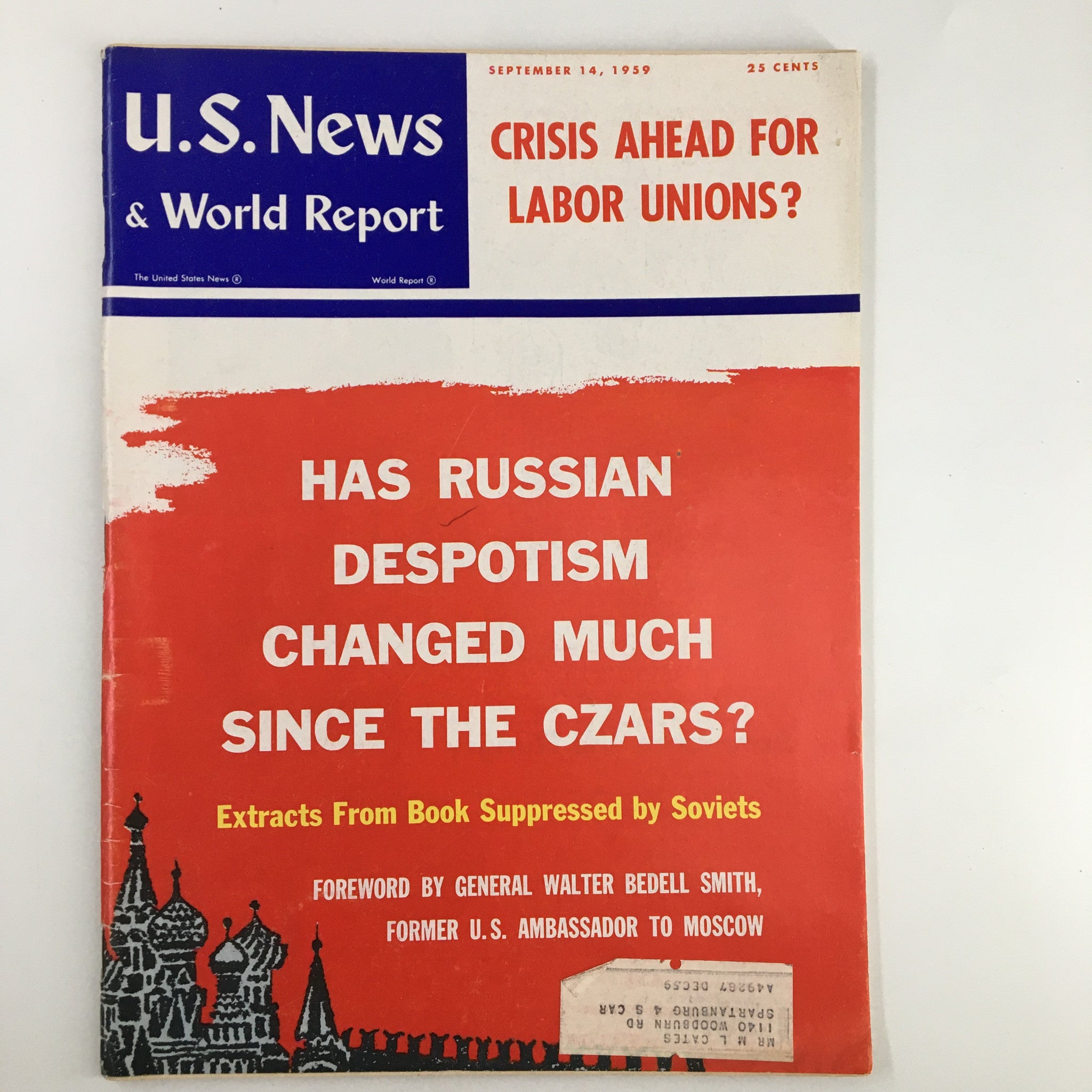 US News & World Report Magazine September 14 1959 Extracts From Book Suppressed