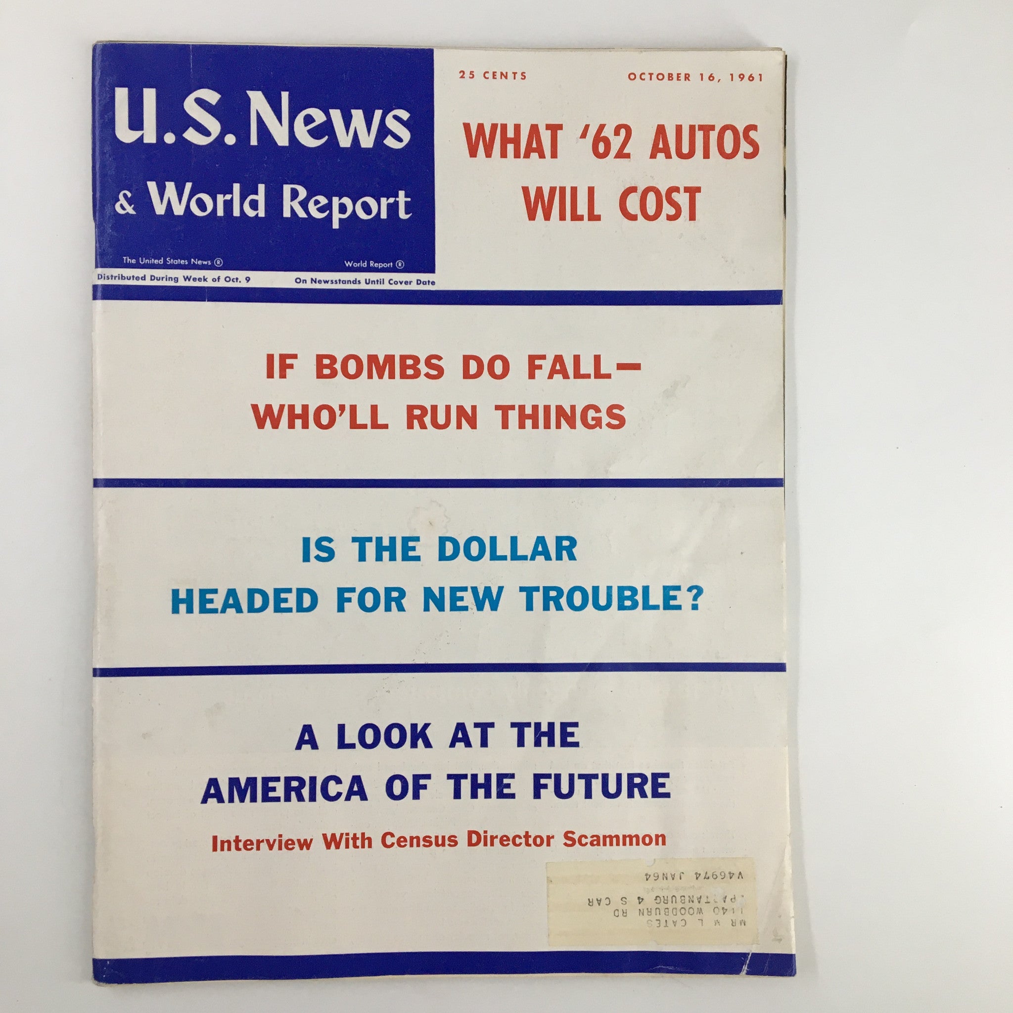 US News & World Report Magazine October 16 1961 What '62 Autos Will Cost