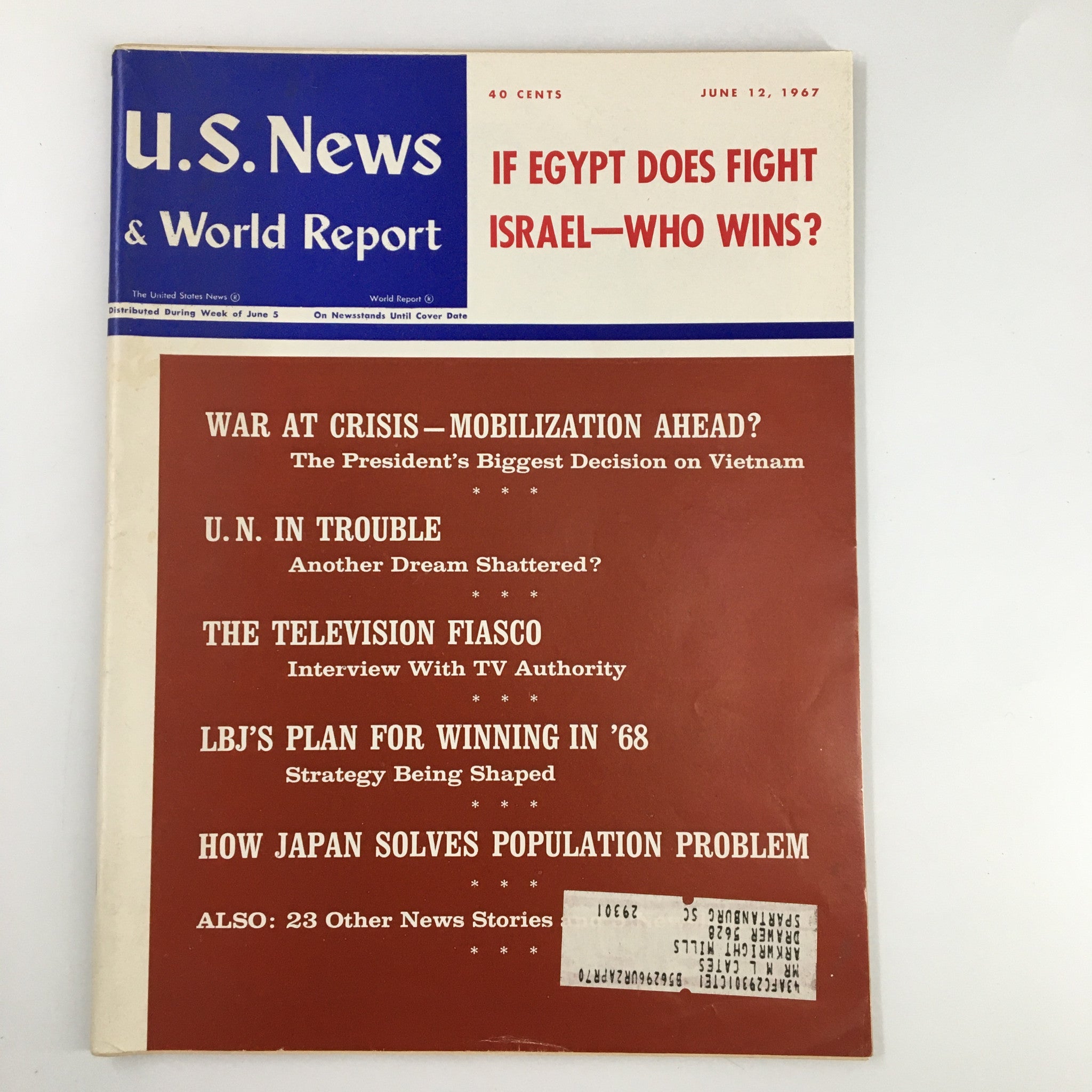 US News & World Report Magazine June 12 1967 If Egypt Does Fight Israel Who Wins