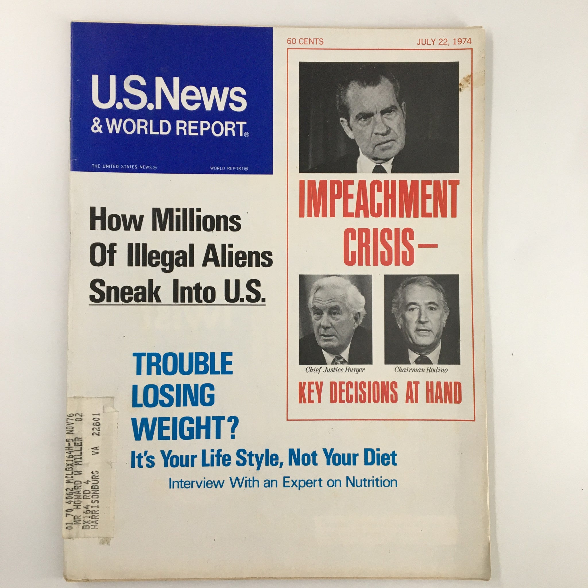 US News & World Report Magazine July 22 1974 Richard Nixon Impeachment Crisis