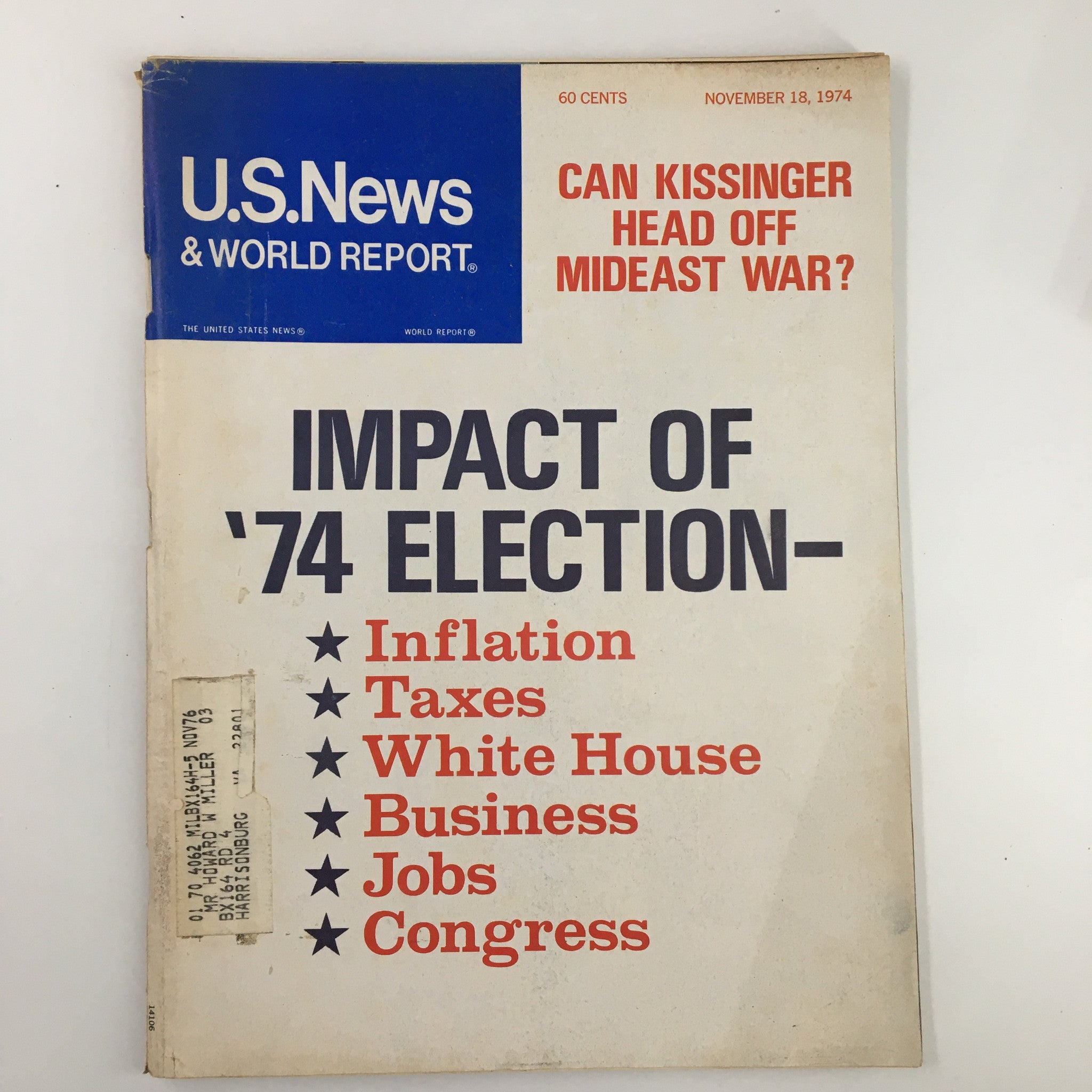 US News & World Report Magazine November 18 1974 Kissinger Head Off MidEast War