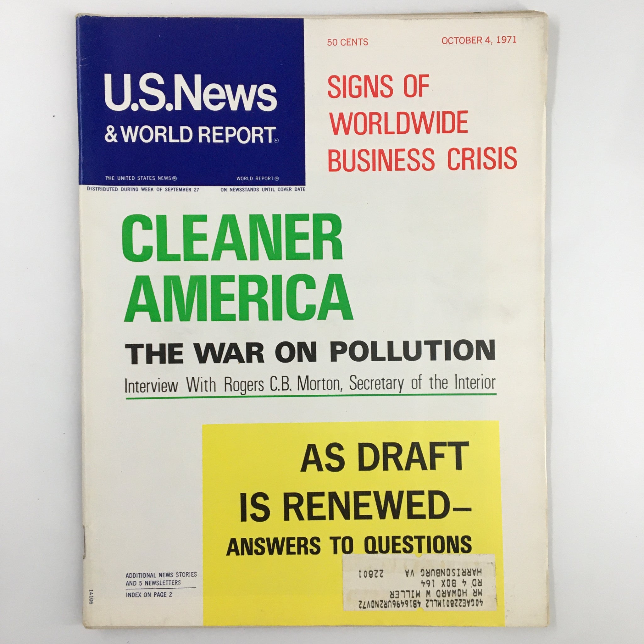 US News & World Report Magazine October 4 1971 America The War on Pollution