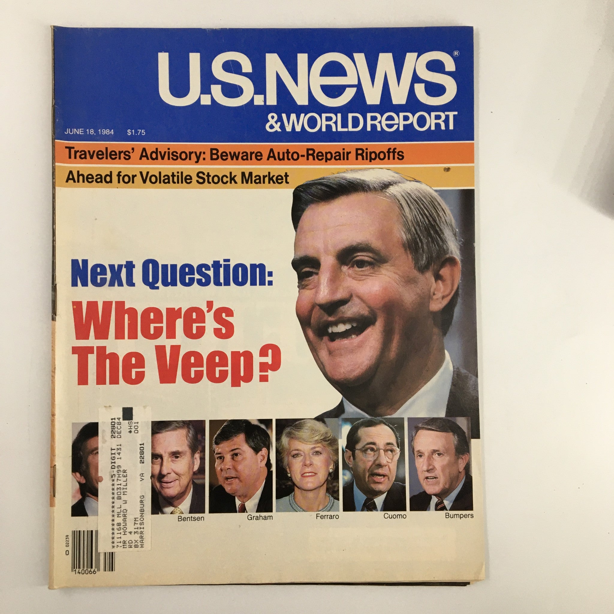 US News & World Report Magazine June 18 1984 Next Question Where's The Veep?