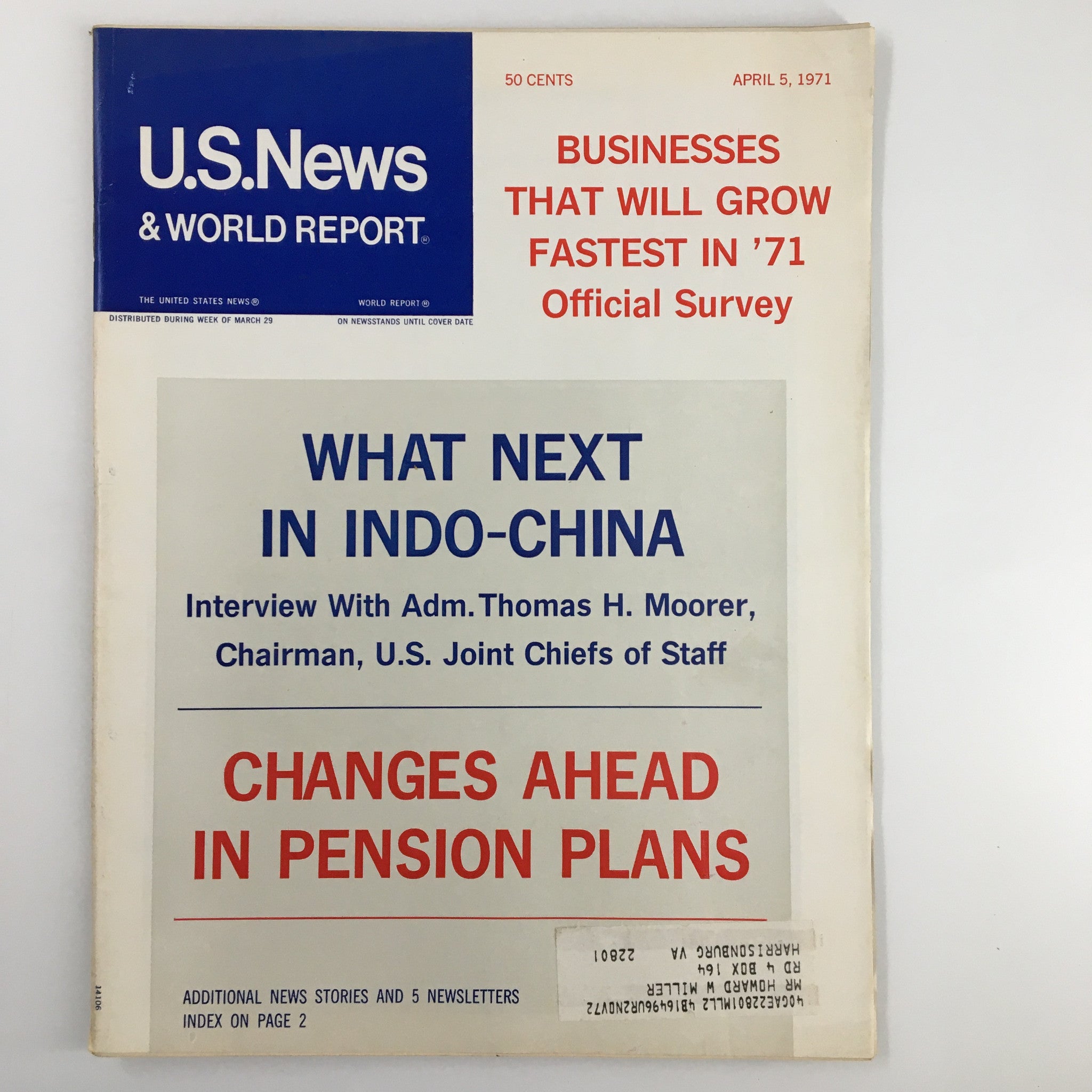 US News & World Report Magazine April 5 1971 Changes Ahead in Pension Plans