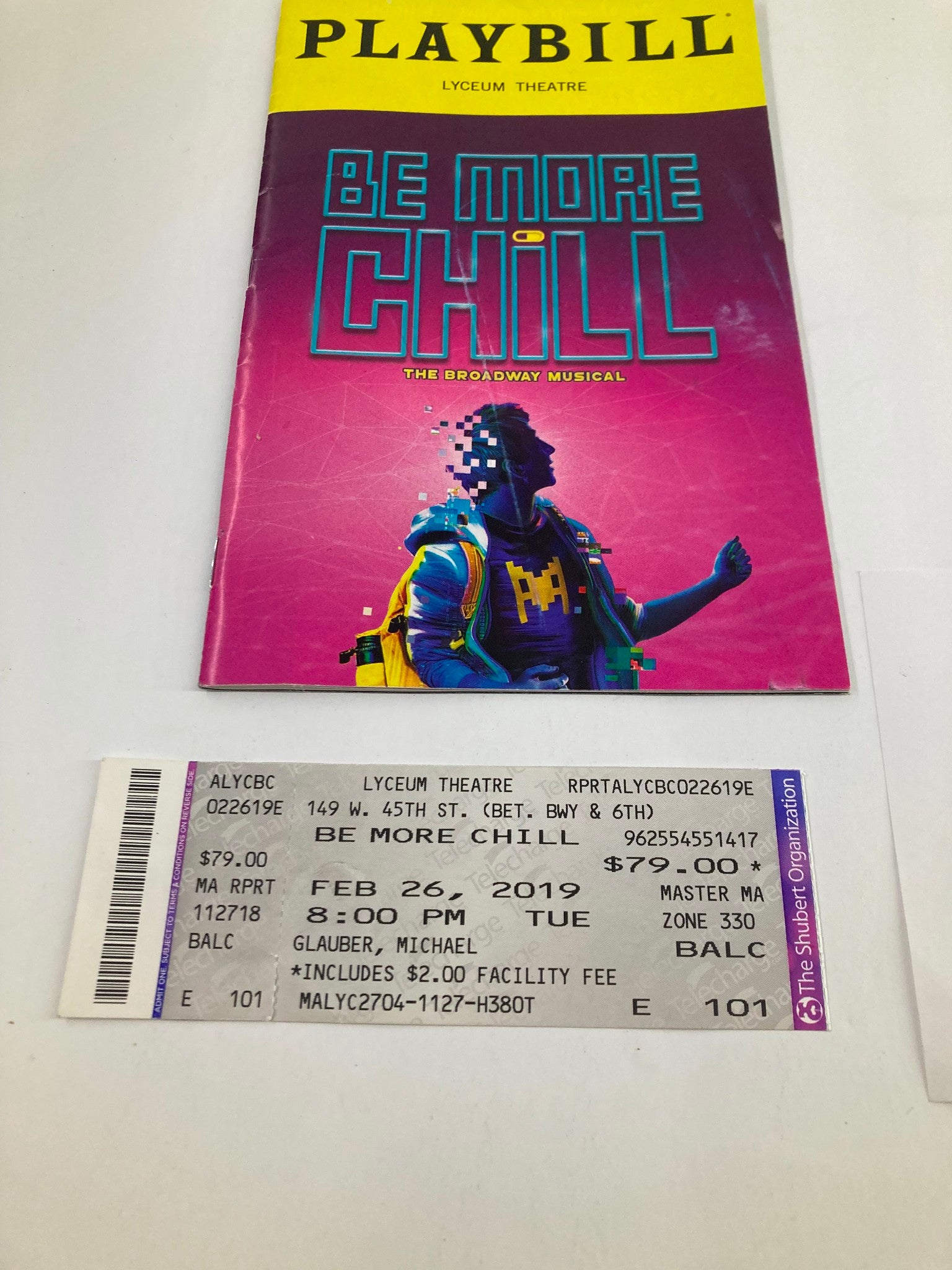 2019 Playbill Lyceum Theatre Will Roland, George Salazar in Be More Chill