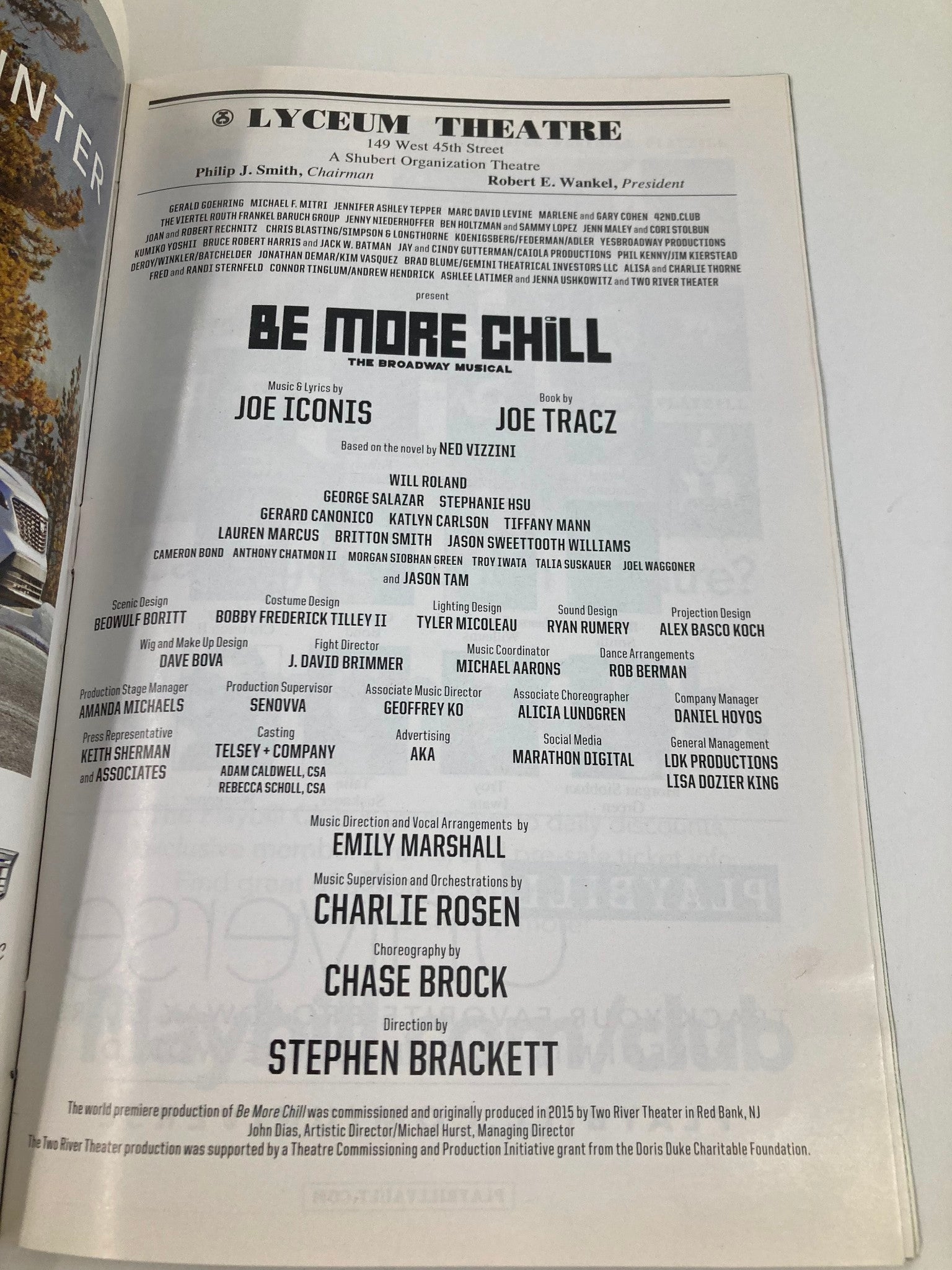 2019 Playbill Lyceum Theatre Will Roland, George Salazar in Be More Chill