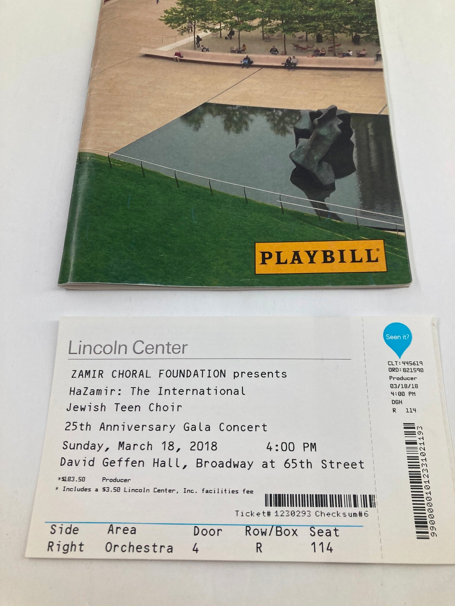 2018 Playbill Lincoln Center Hazamir The International Jewish Teen Choir