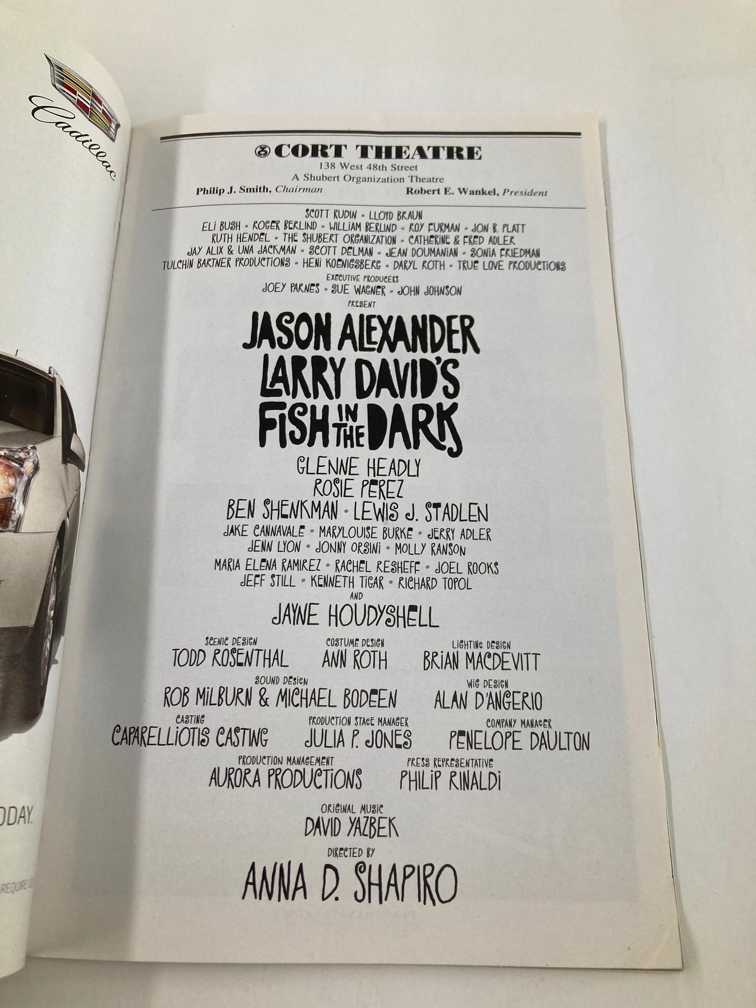 2015 Playbill Cort Theatre Jason Alexander, Larry David's Fish in the Dark