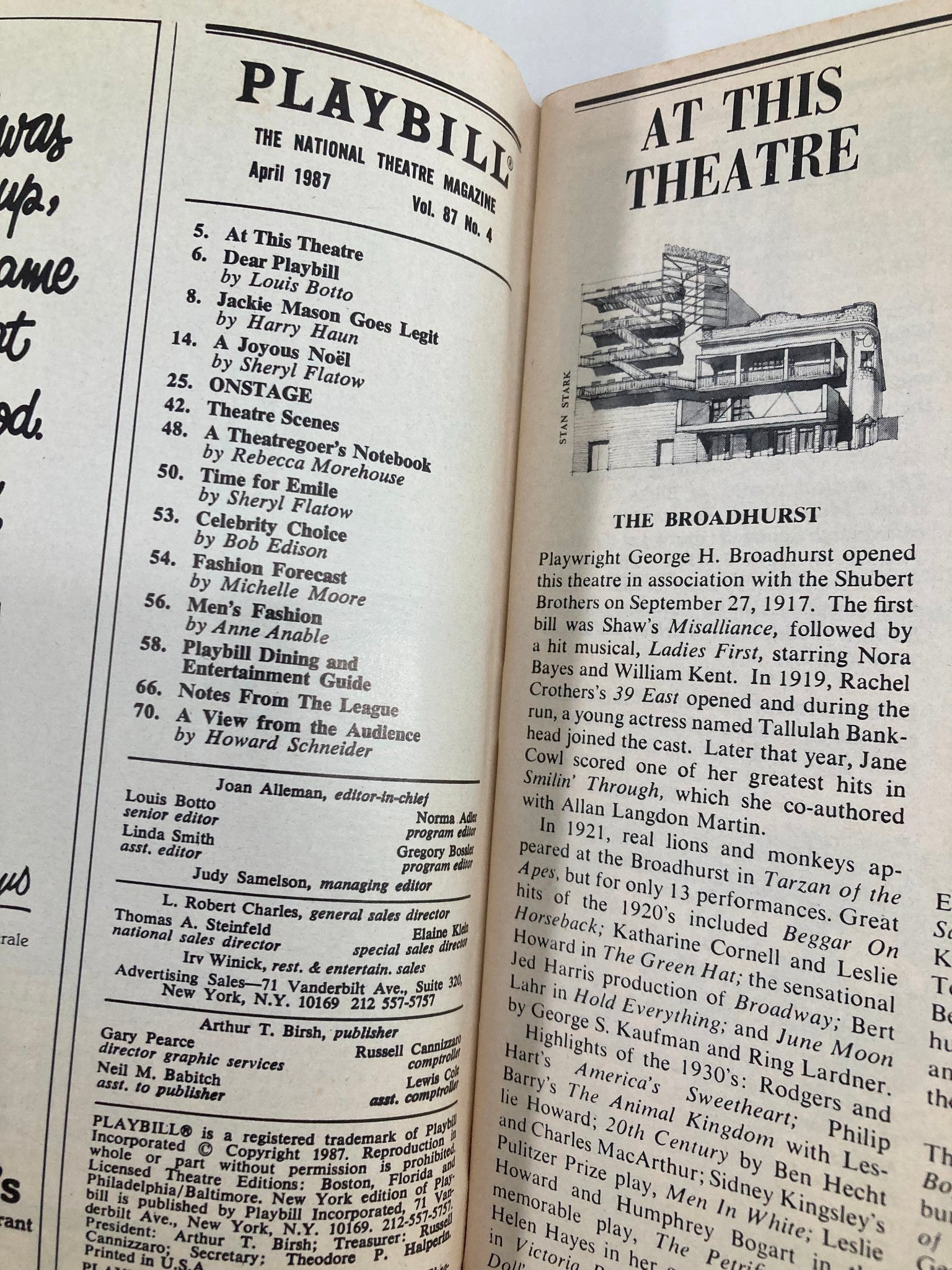 1987 Playbill Broadhurst Theater Linda Lavin in Neil Simon's Broadway Bound