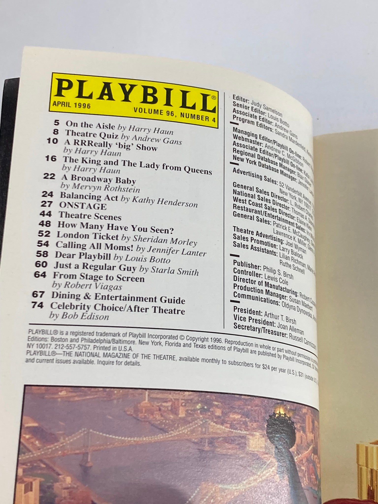 1996 Playbill Westside Theatre/Upstairs Joy Behar in The Food Chain