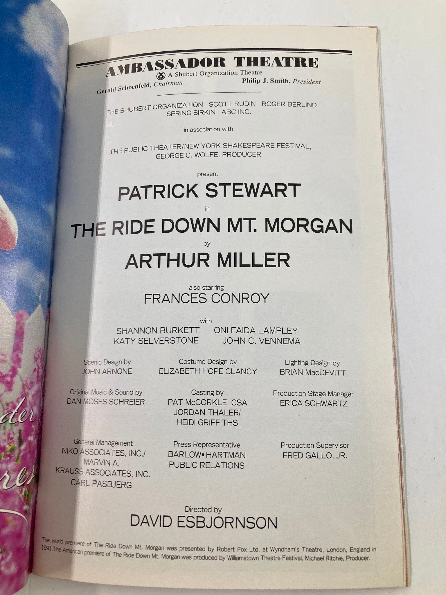 2000 Playbill Ambassador Theatre Patrick Stewart in The Ride Down Mt. Morgan