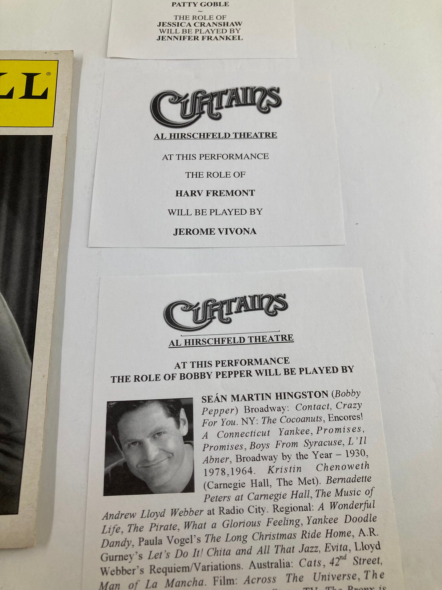 2008 Playbill Al Hirschfeld Theatre David Hyde Pierce, Debra Monk in Curtains