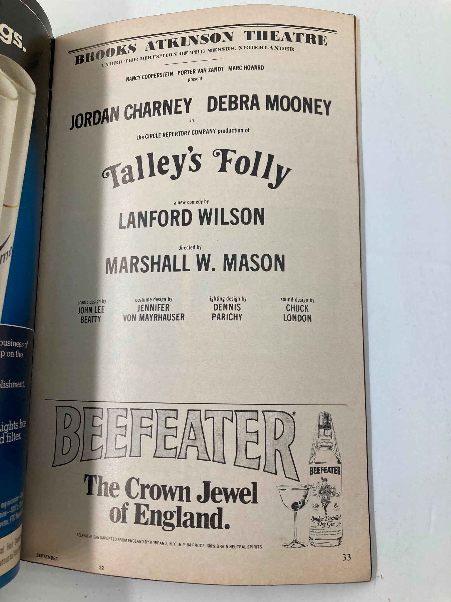 1980 Playbill Brooks Atkinson Theatre Jordan Charney in Talley's Folly