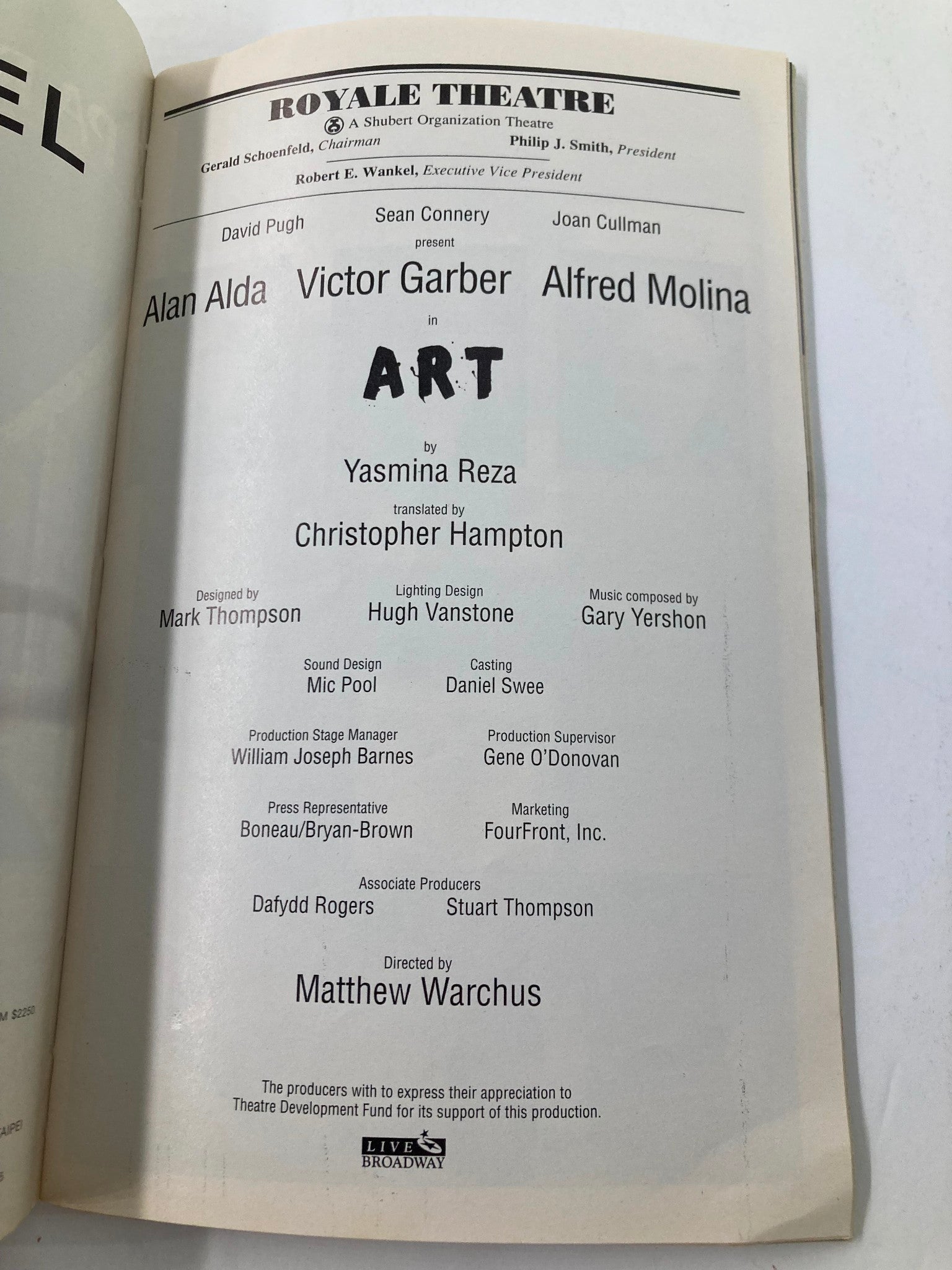 1998 Playbill Royale Theatre Alan Alda, Victor Garber in Art by Yasmina Reza