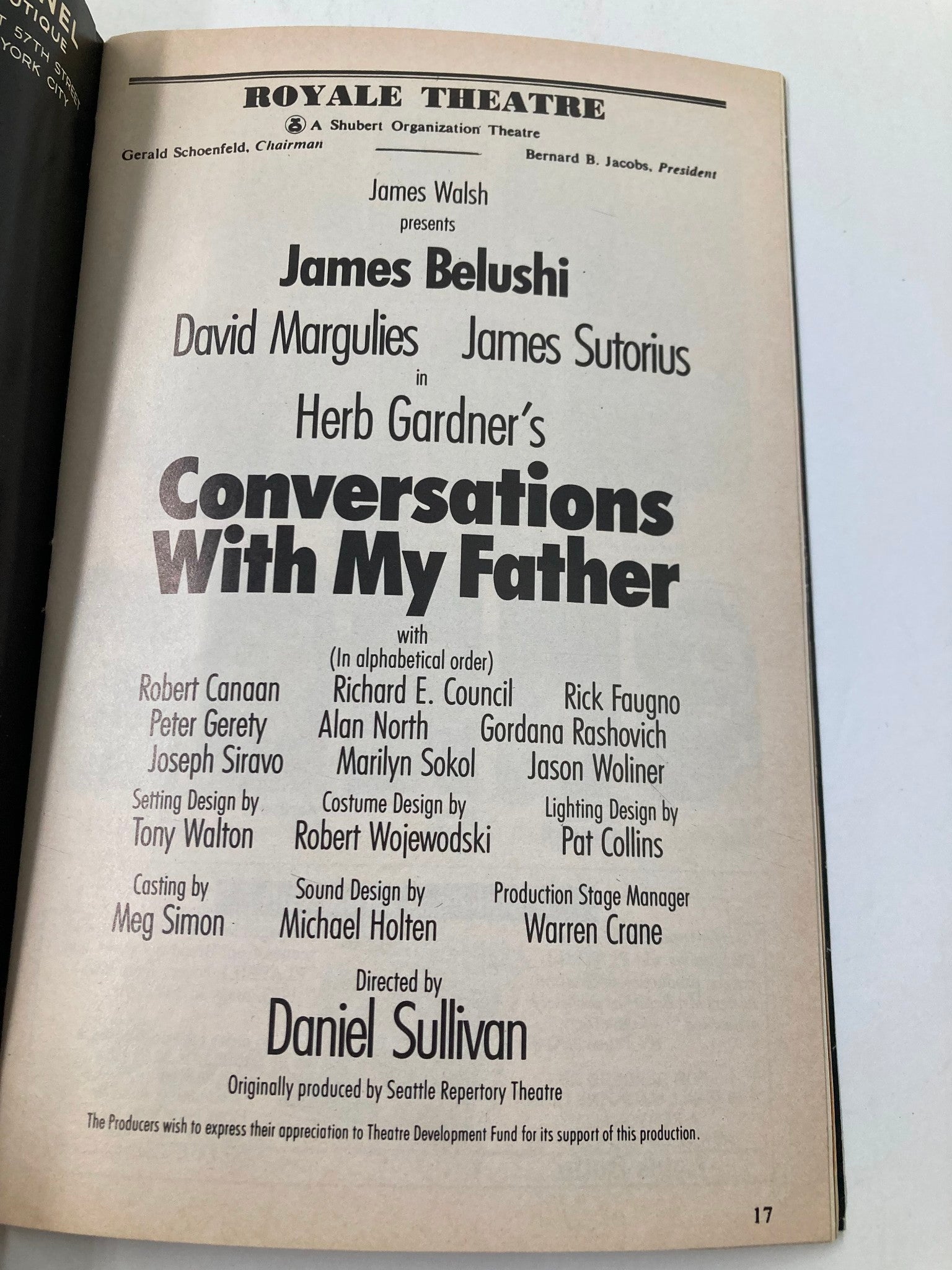 1993 Playbill Royale Theatre James Belushi in Conversations With My Father