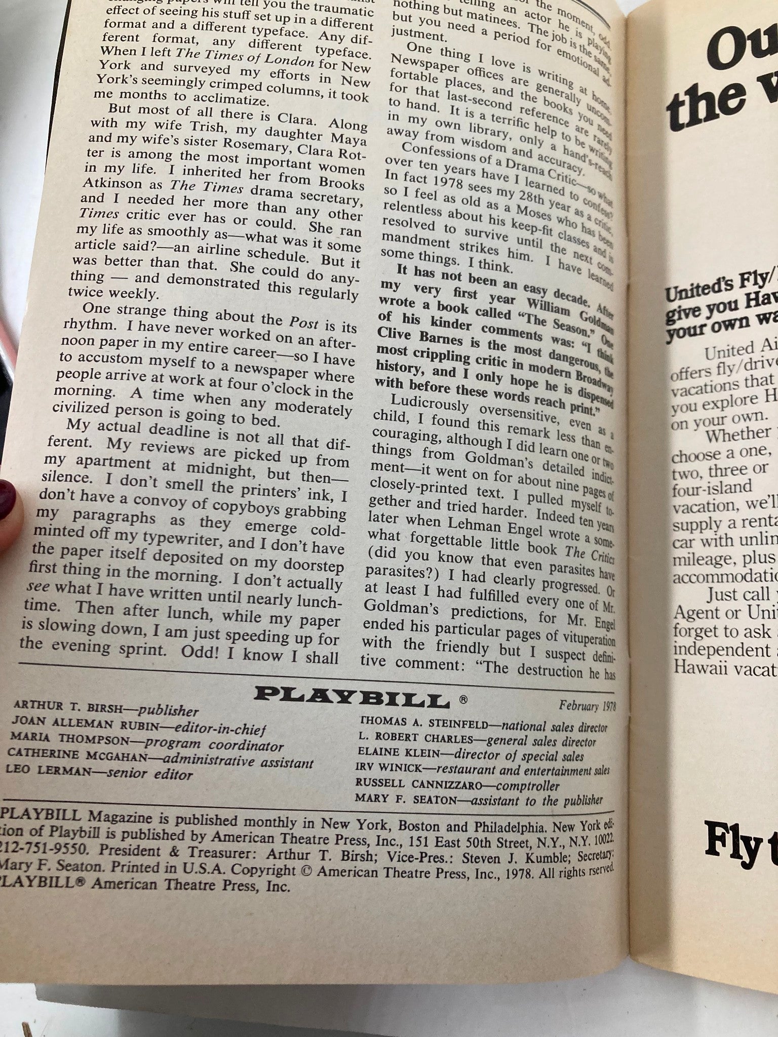 1978 Playbill Imperial Theatre Judd Hirsch, Anita Gillette in Chapter Two