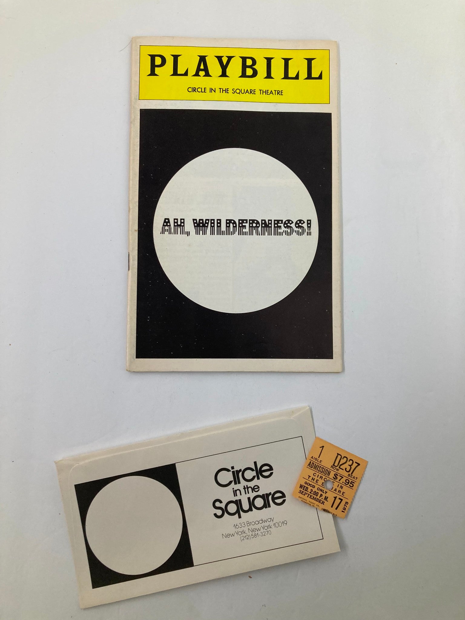 1975 Playbill Circle in the Square Theatre Richard Backus in Ah, Wilderness!