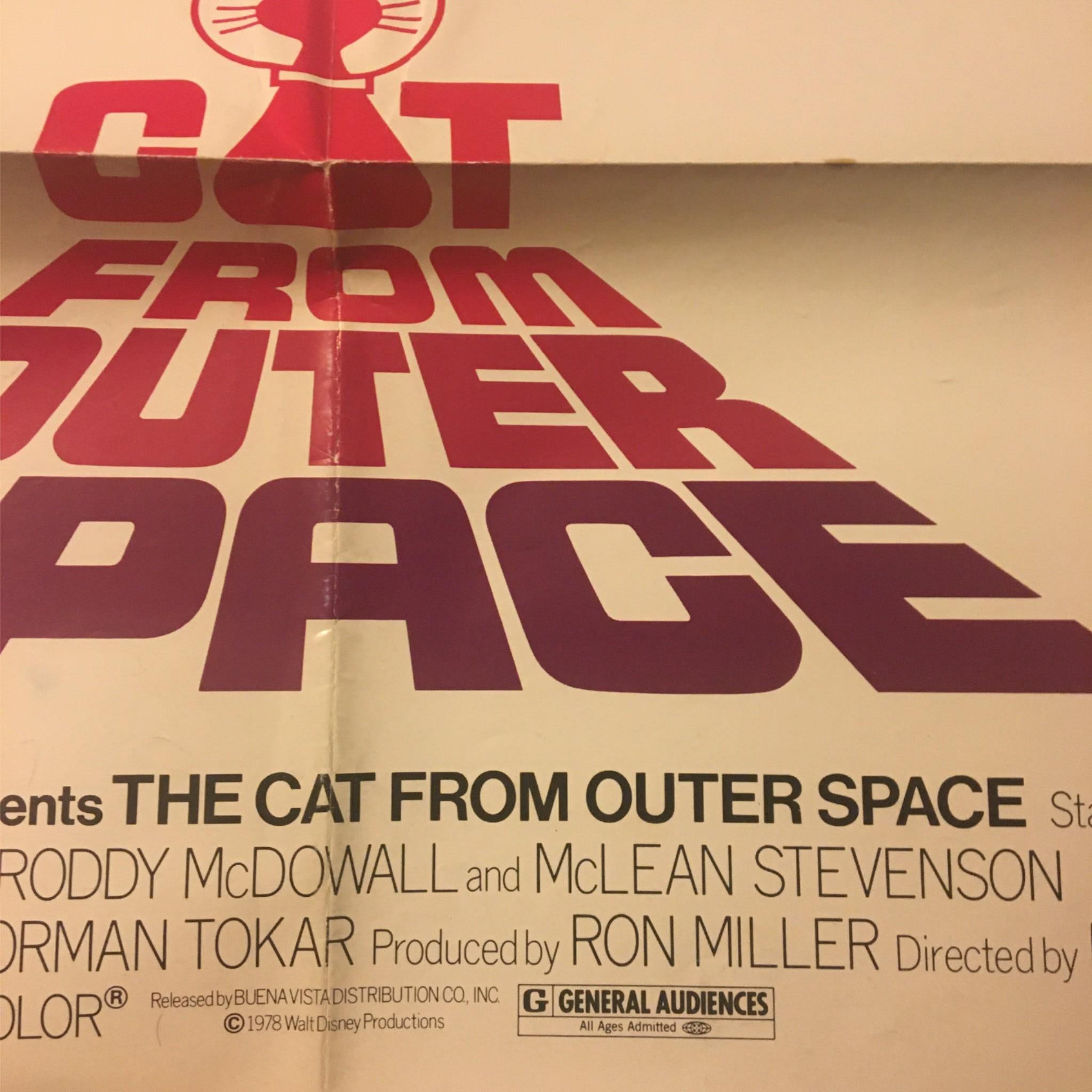 1978 Cat From Outer Space 41" x 27" Original Movie Poster