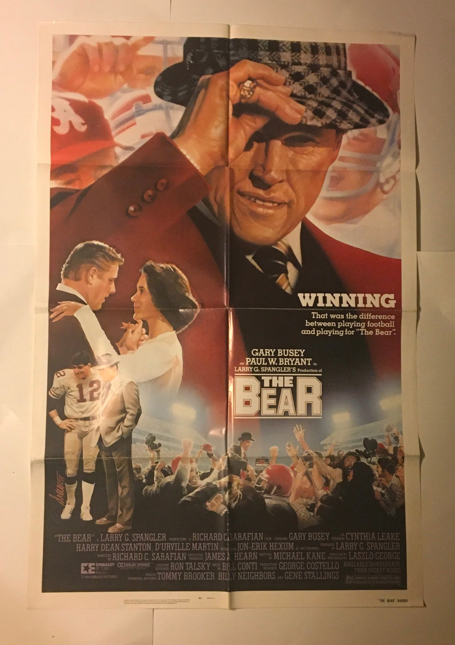 1984 The Bear 41" x 27" Original Movie Poster Gary Busey, Paul Bryant