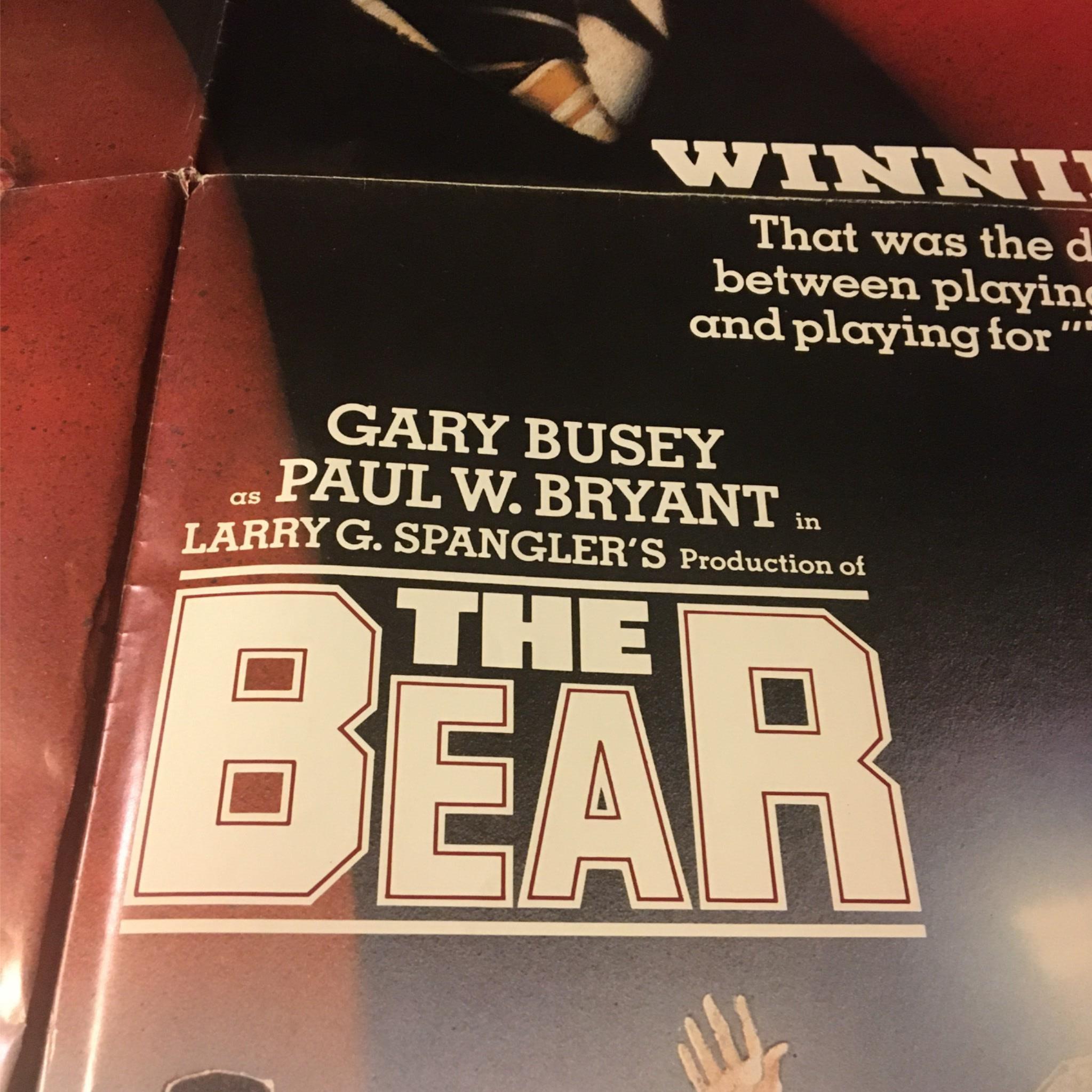 1984 The Bear 41" x 27" Original Movie Poster Gary Busey, Paul Bryant